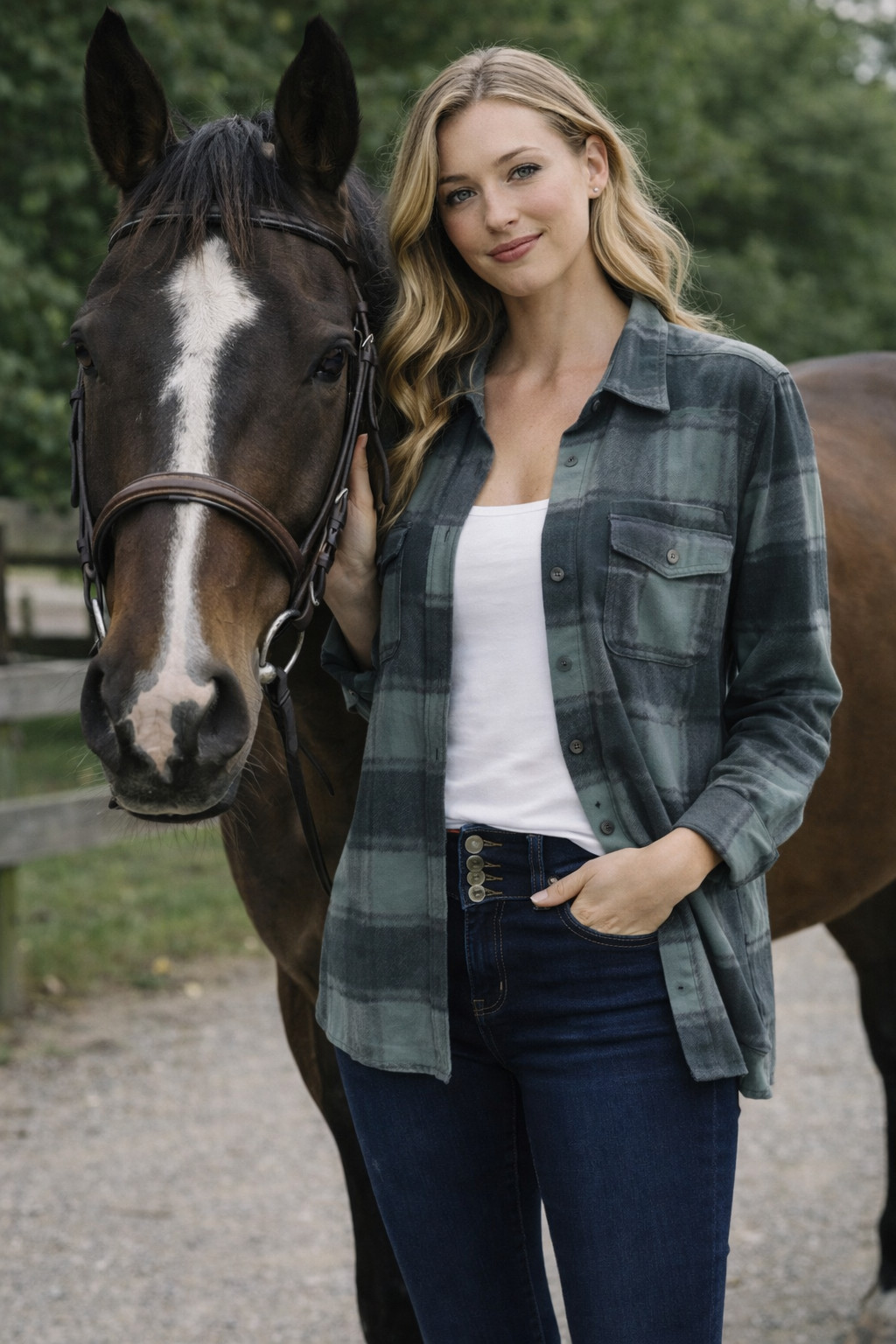 32 Degrees Heat Shirt Womens Large Blue Plaid Cozy Soft Warm Western Equestrian