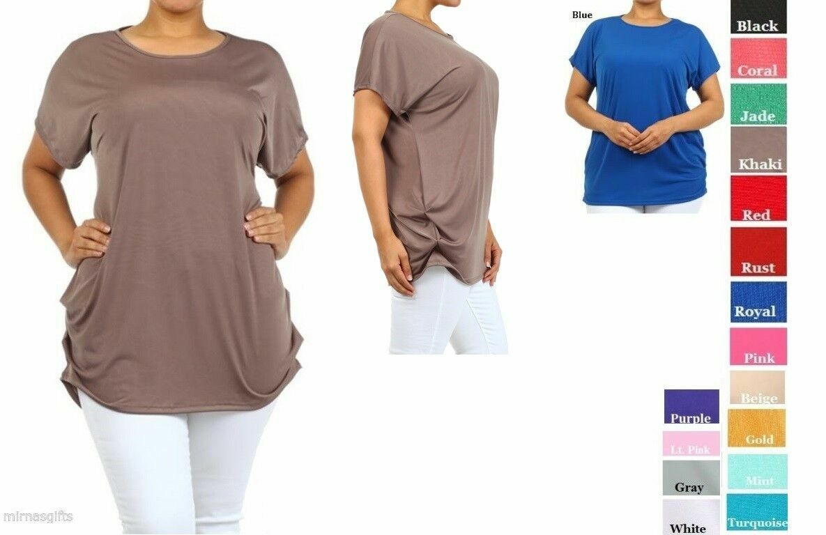 Plus Size Solid Knit Tunic Top Blouse 1xl 2xl 3xl Assorted Colors