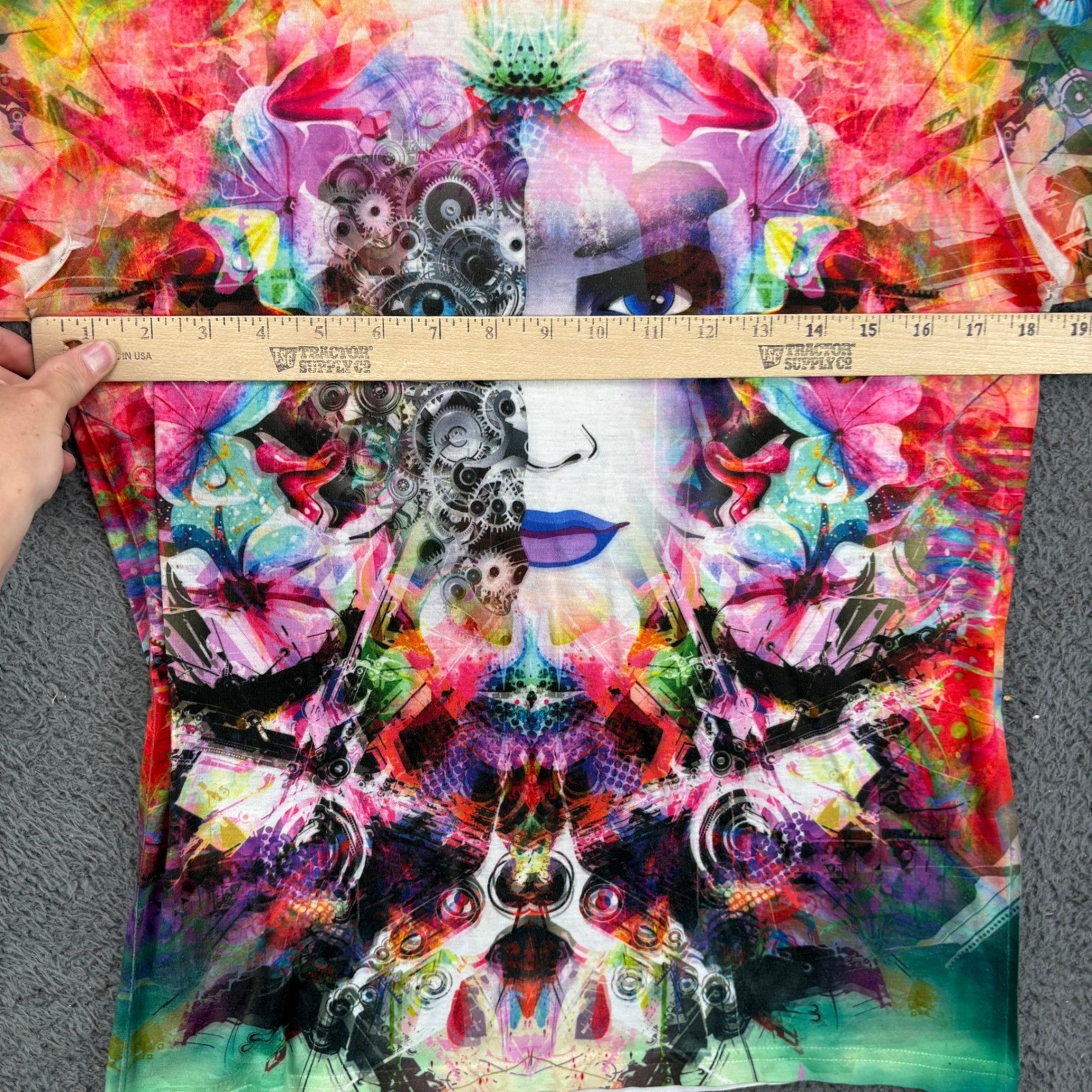 Electro Threads Womens Sublimation T-Shirt Small Psychedelic Steampunk Multi
