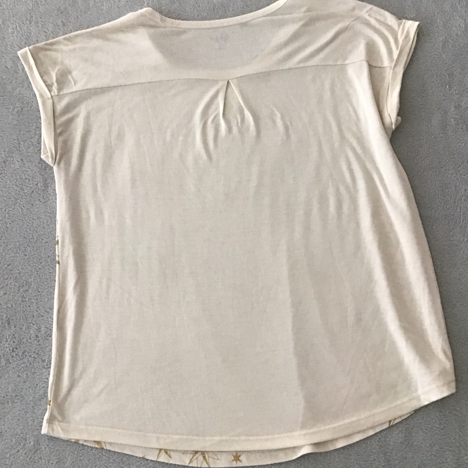 Style & Co Women’s PL Petites White Gold Star Print Round Neck Short Sleeve