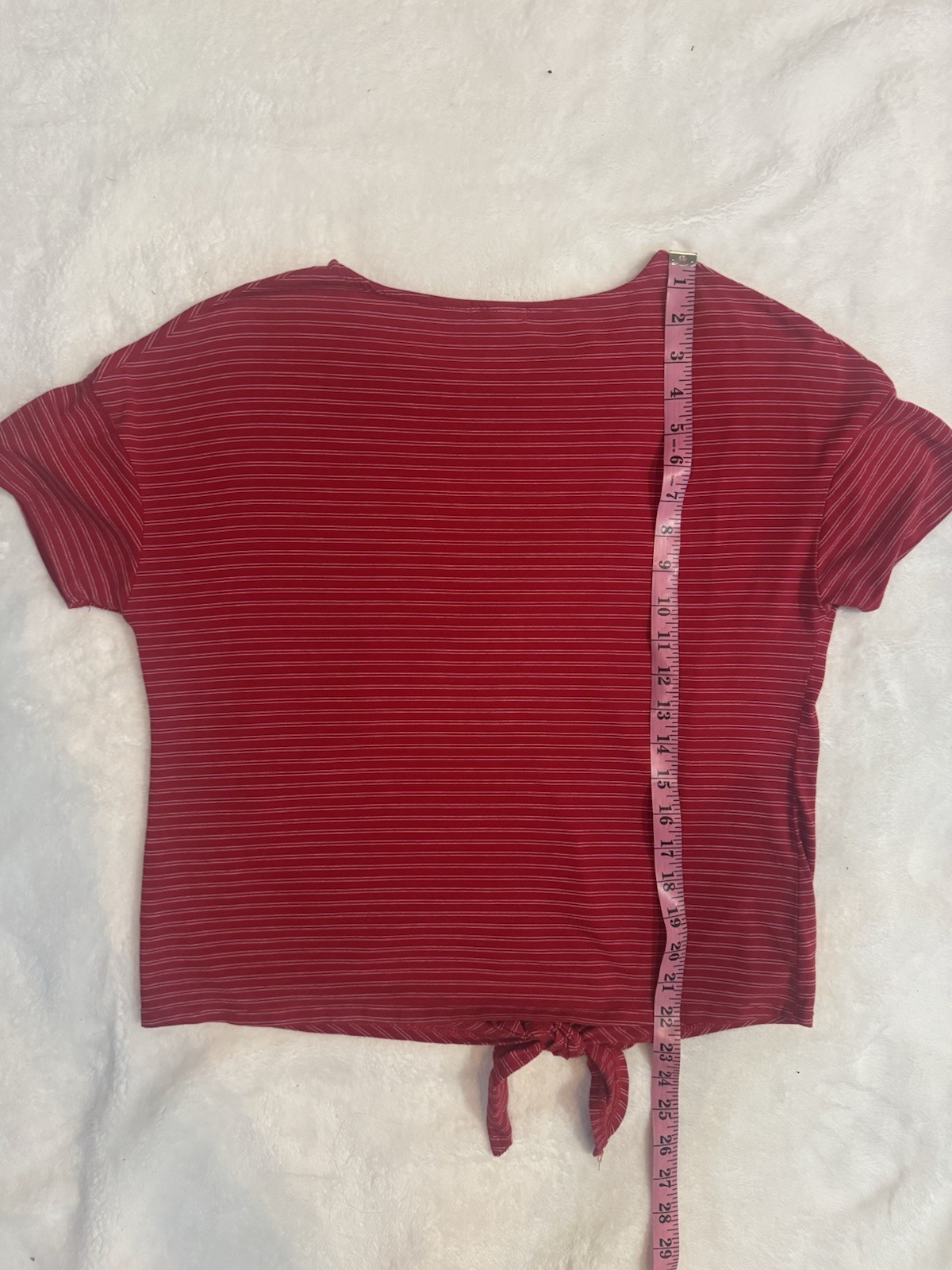 Women’s Red With White Stripes Top W/Front Tie Detail Size M By Hearts And Hips