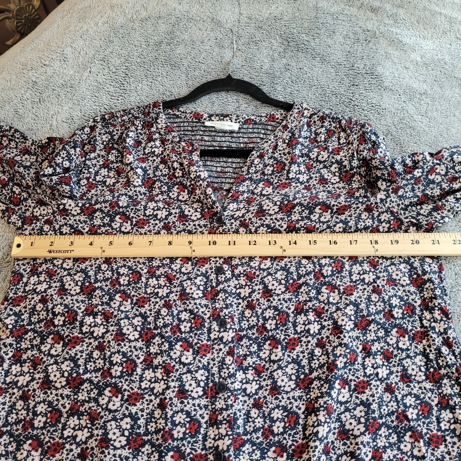 Beach Lunch Lounge Top Floral Cottage Oversized M Smocked Boho Romantic 16591