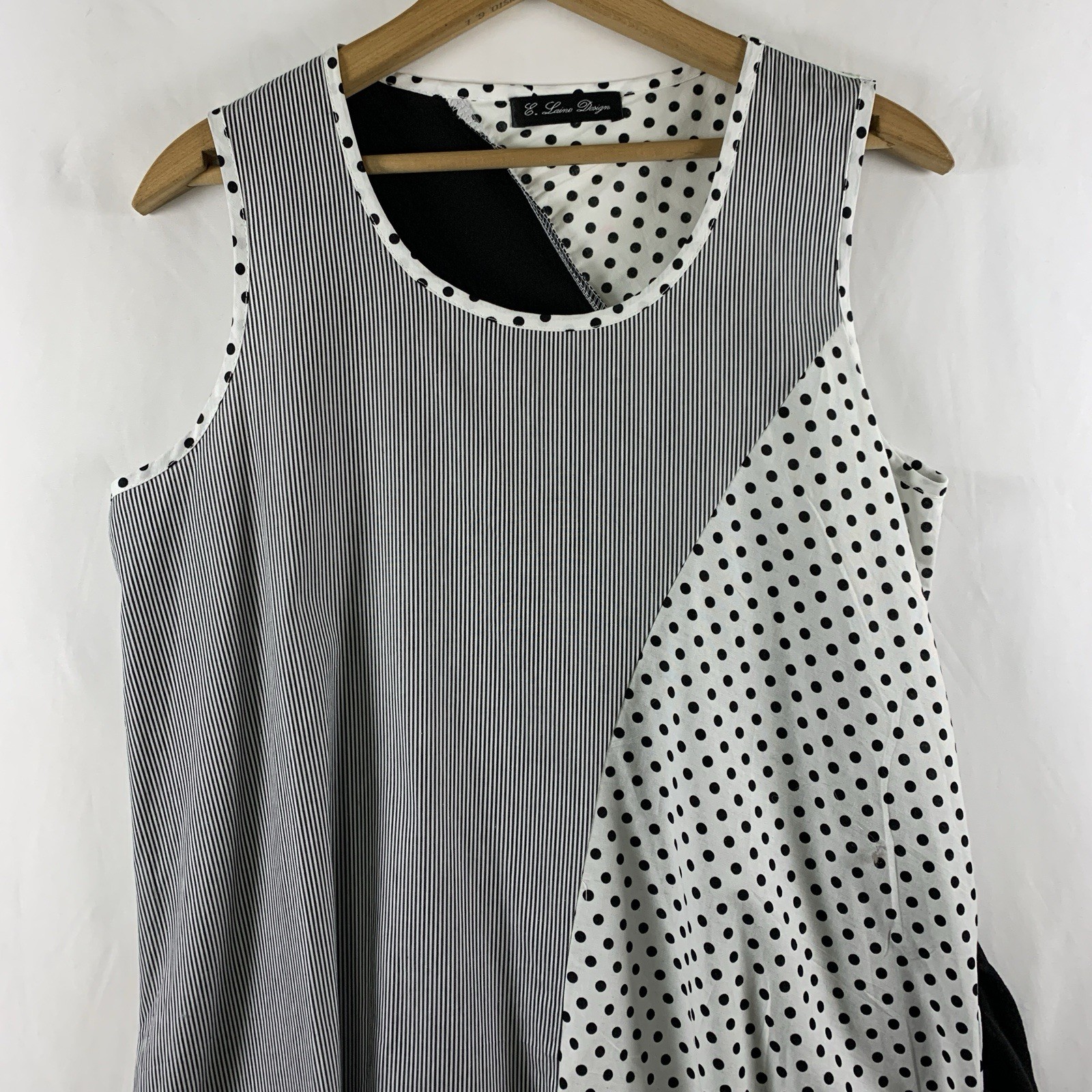 Womens Lagenlook Artsy Asymmetrical Top S/M Mixed Print Avant Garde Quirky Layer