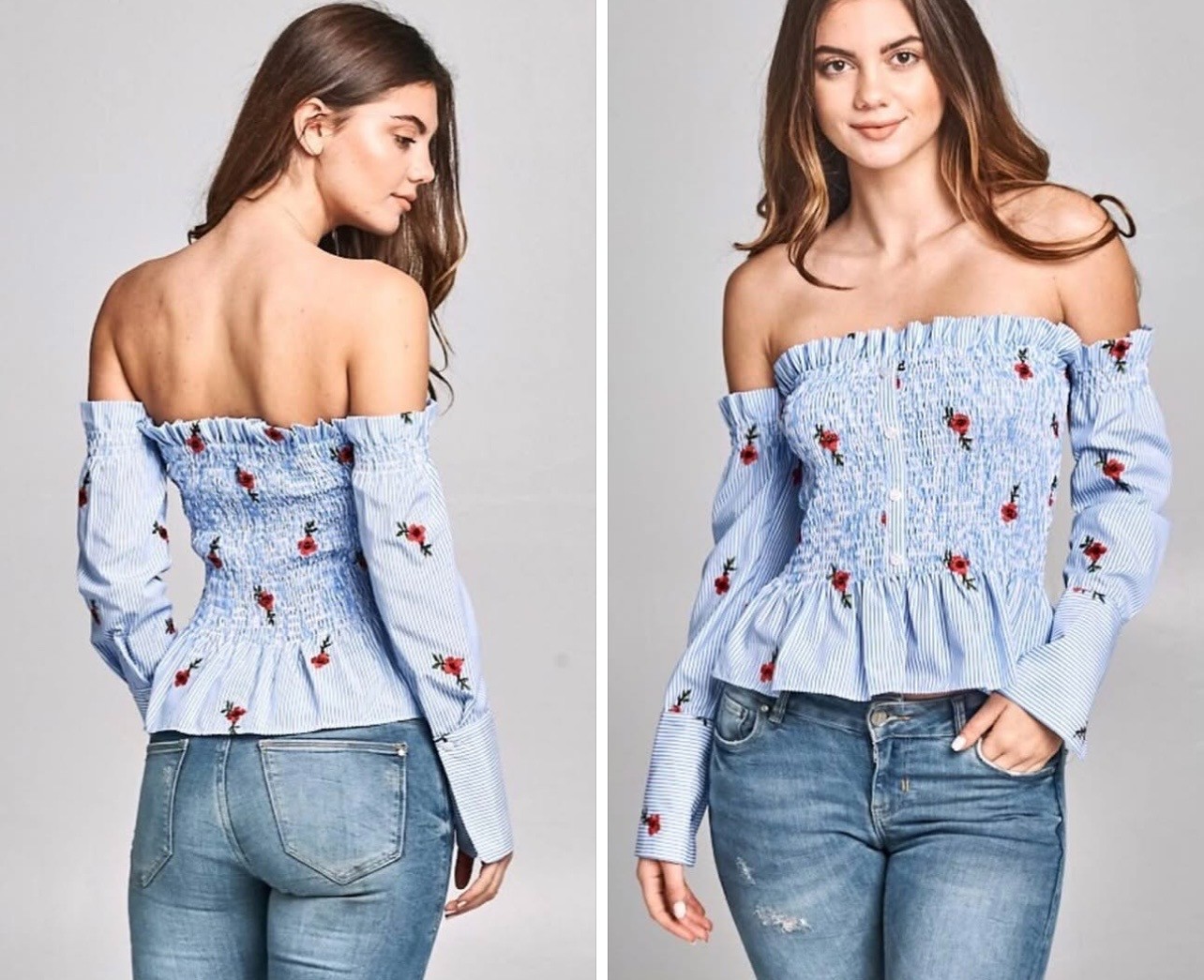 STYLE RACK Design in L.A. Women Blue Off Shoulder Top Blouse Size L NEW