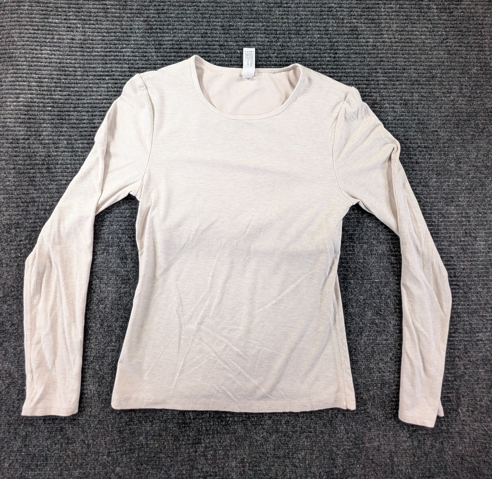 Yogalicious Top Women Medium Beige Heavenly Rib Kathleen Full Length Long Sleeve
