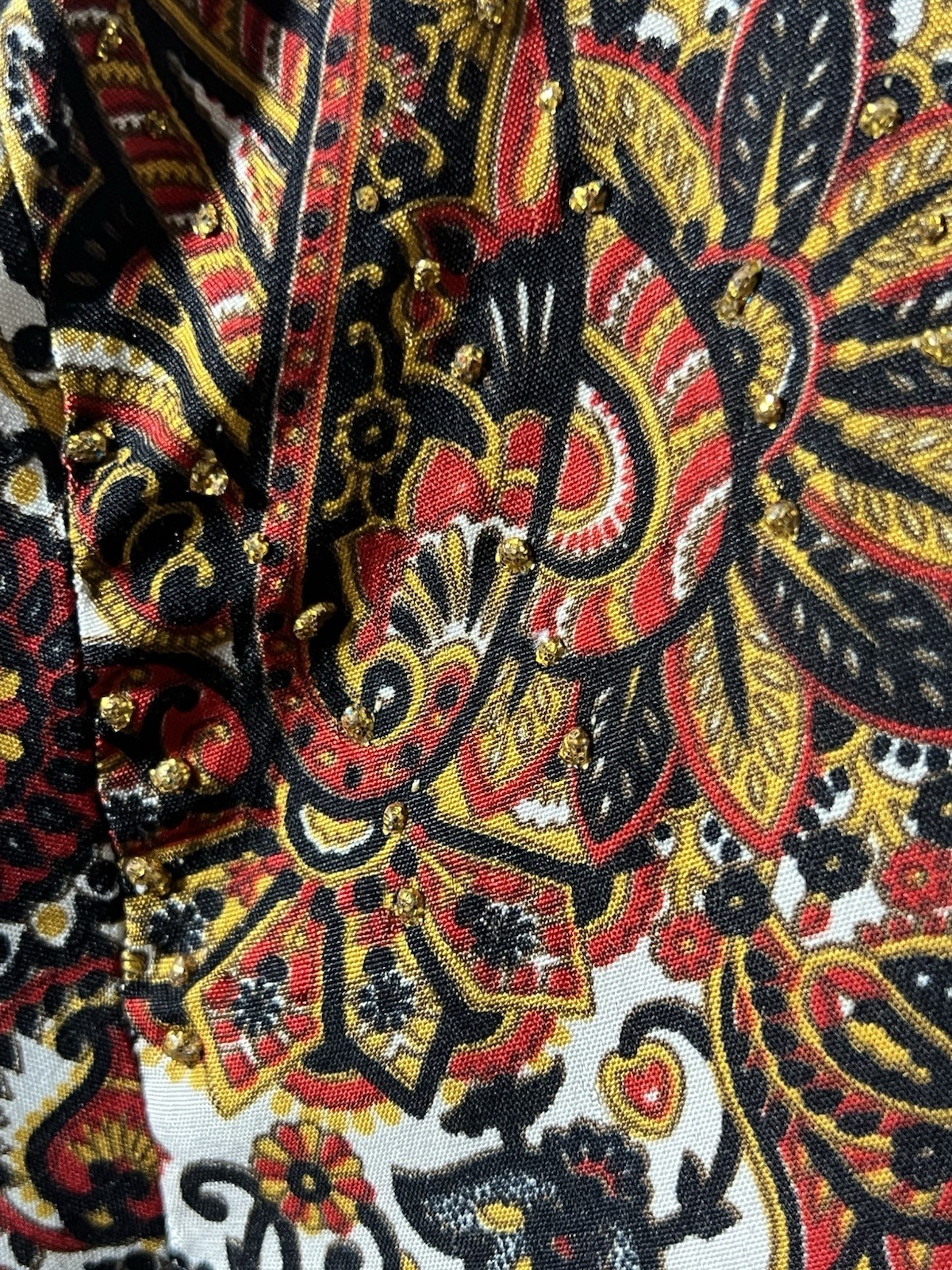 SANTE CLASSICS Paisley Tunic Top in Multi-Color with Gold Studs – size XL