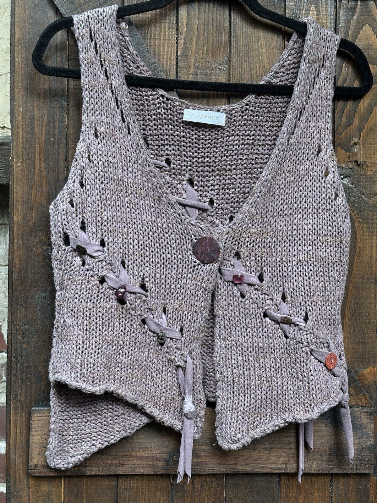 Elisa Cavaletti Knit Top Vest Tank Bohemian Button Sz M