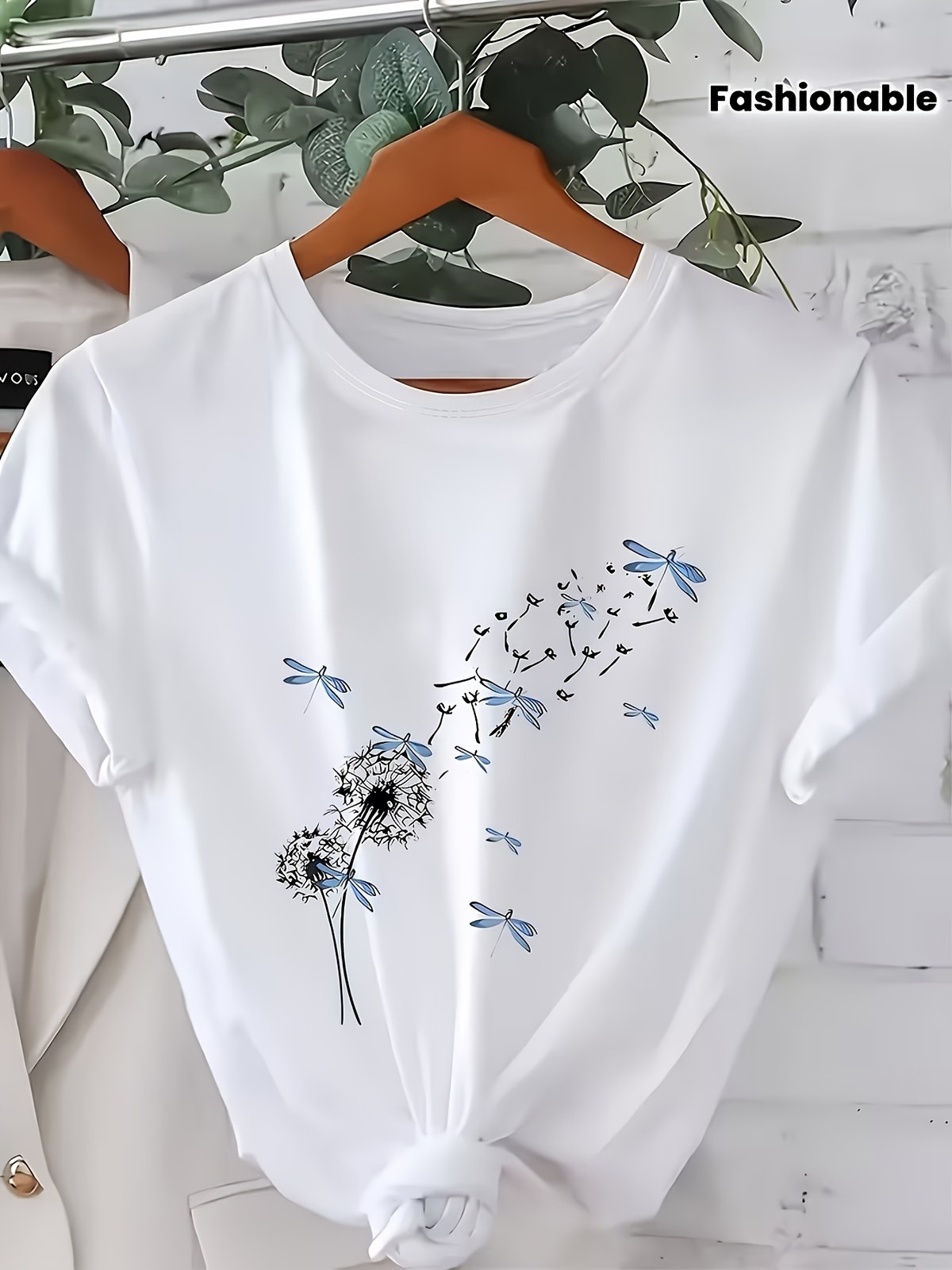 Casual Women Cotton Floral T-Shirt Short Sleeve Top Summer Flower Boho Fashion♮