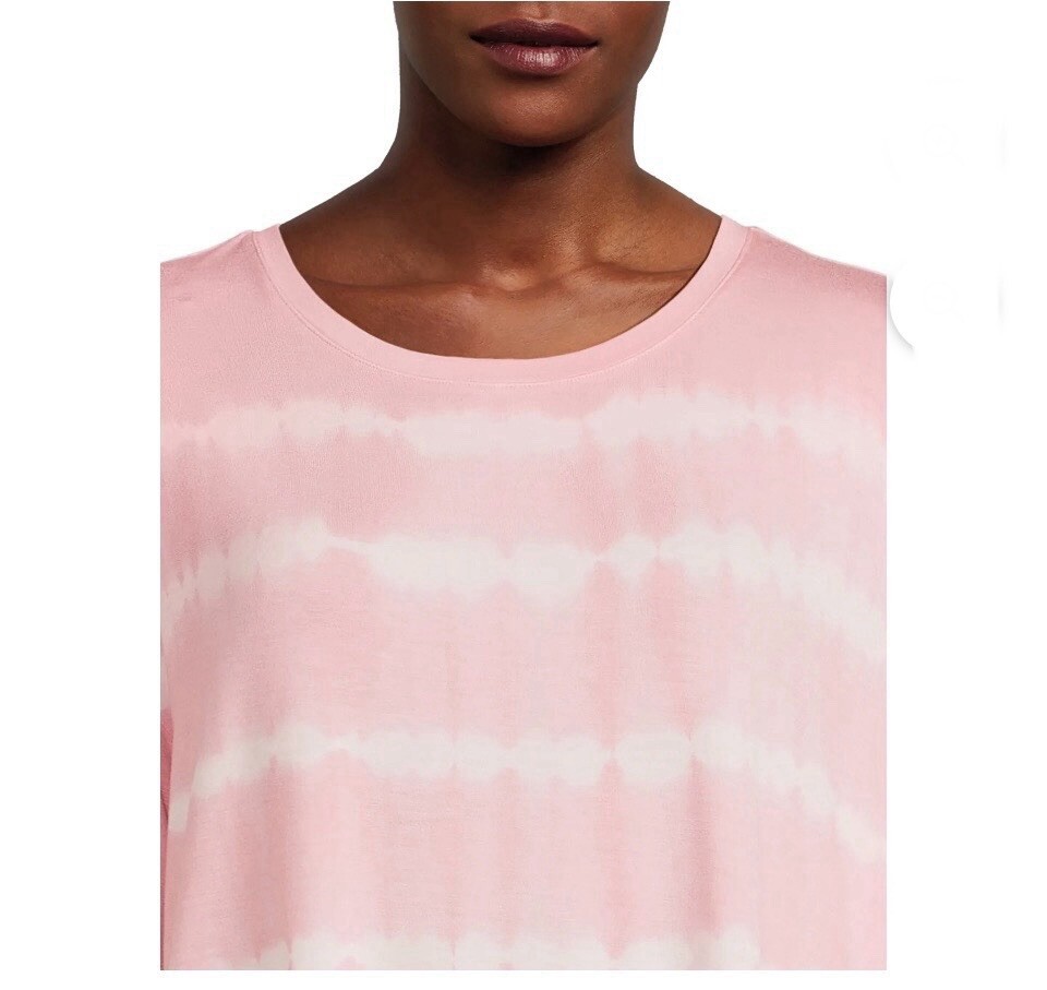 Time and Tru Women S (4-6) Crewneck Solid & Tie-Dye Tunic Tee with Short Sleeves