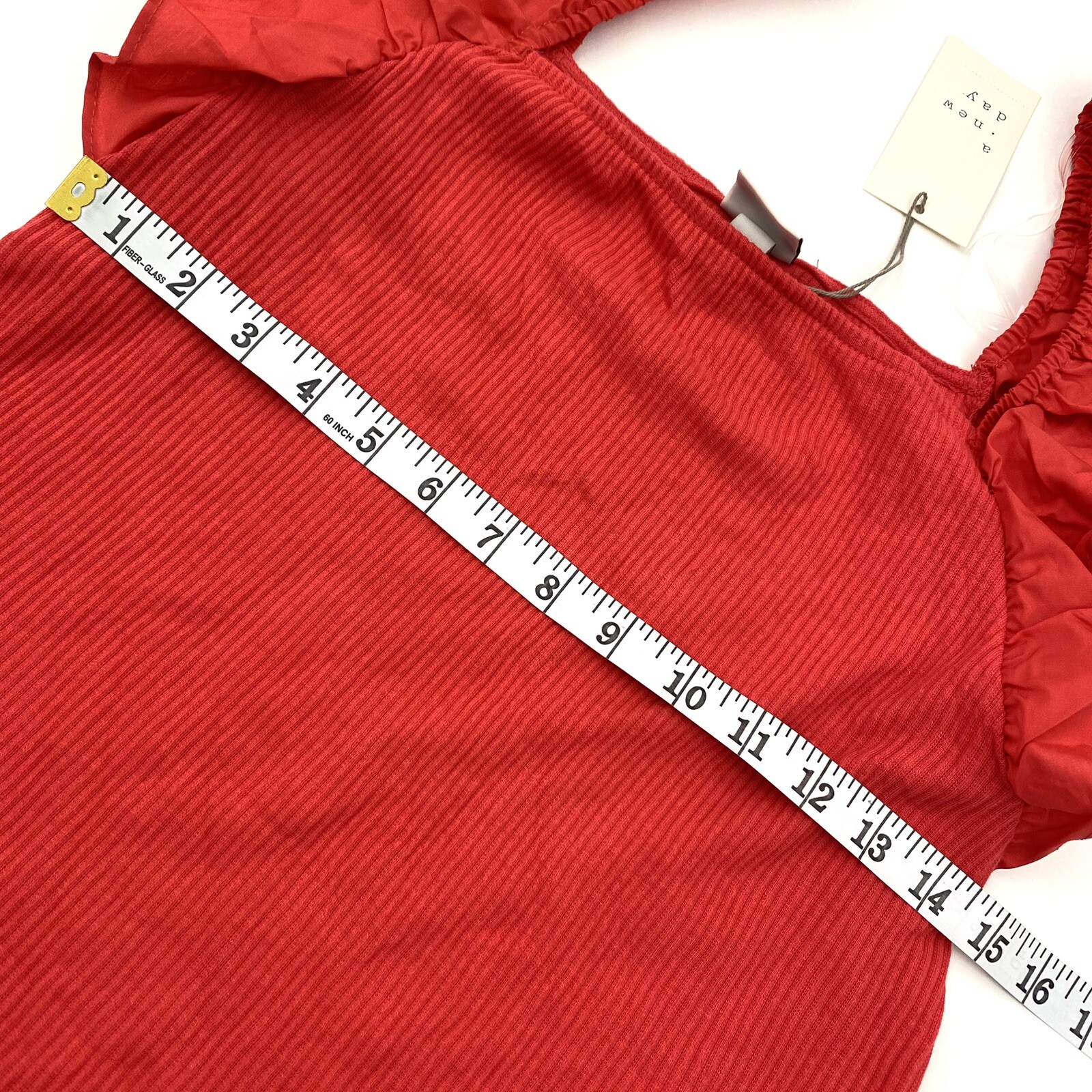 A New Day Womens Size L Ribbed Flutter Sleeve Top Rocker Red