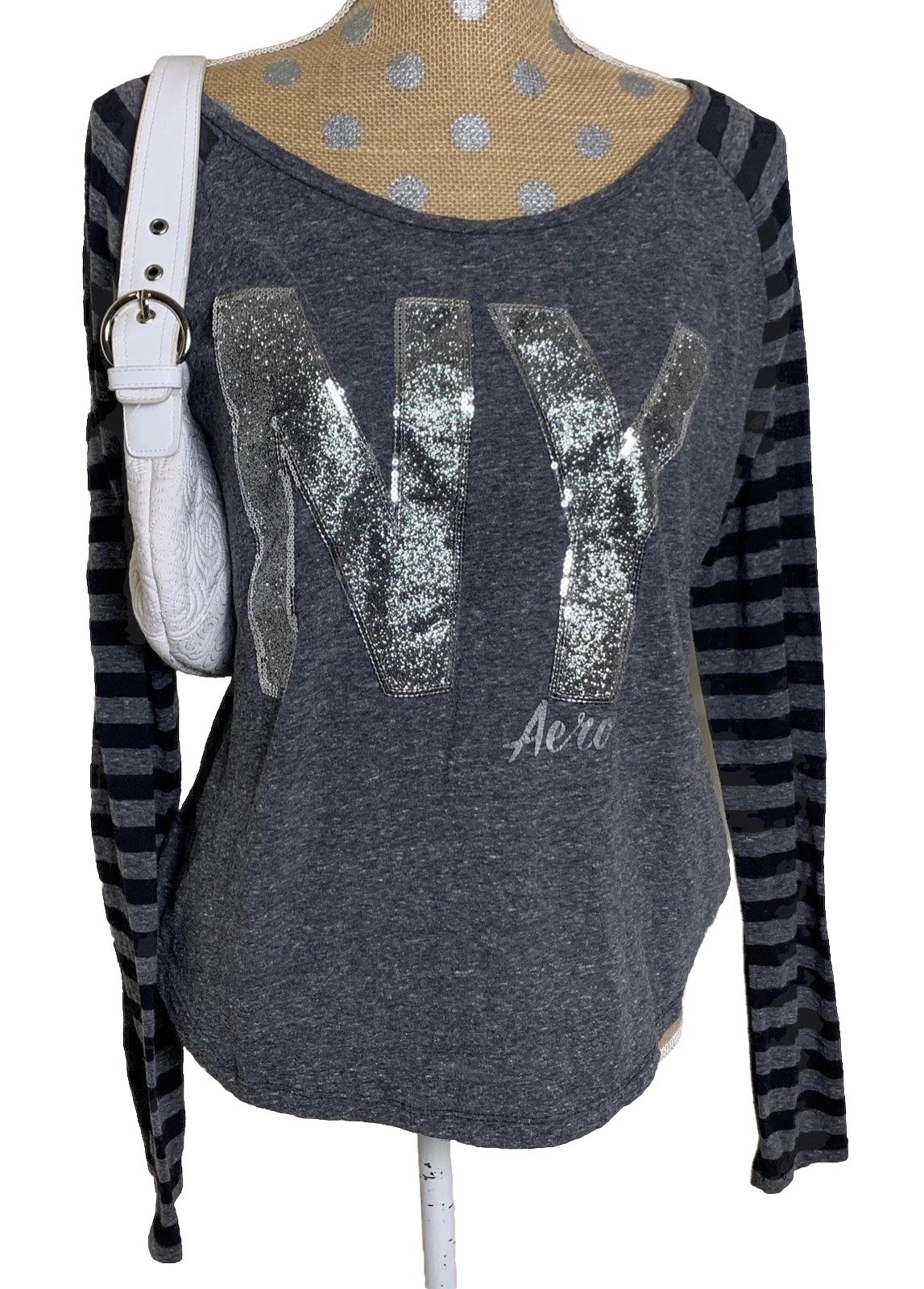 Vtg NY Aeropastle Aero Top Shirt Y2K Mcbling Rhinestones Size XL 2000s
