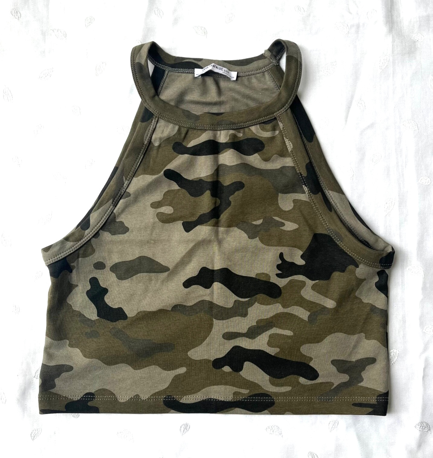 NWOT ZARA Crop Camo Tank in Army Green Size L / Large