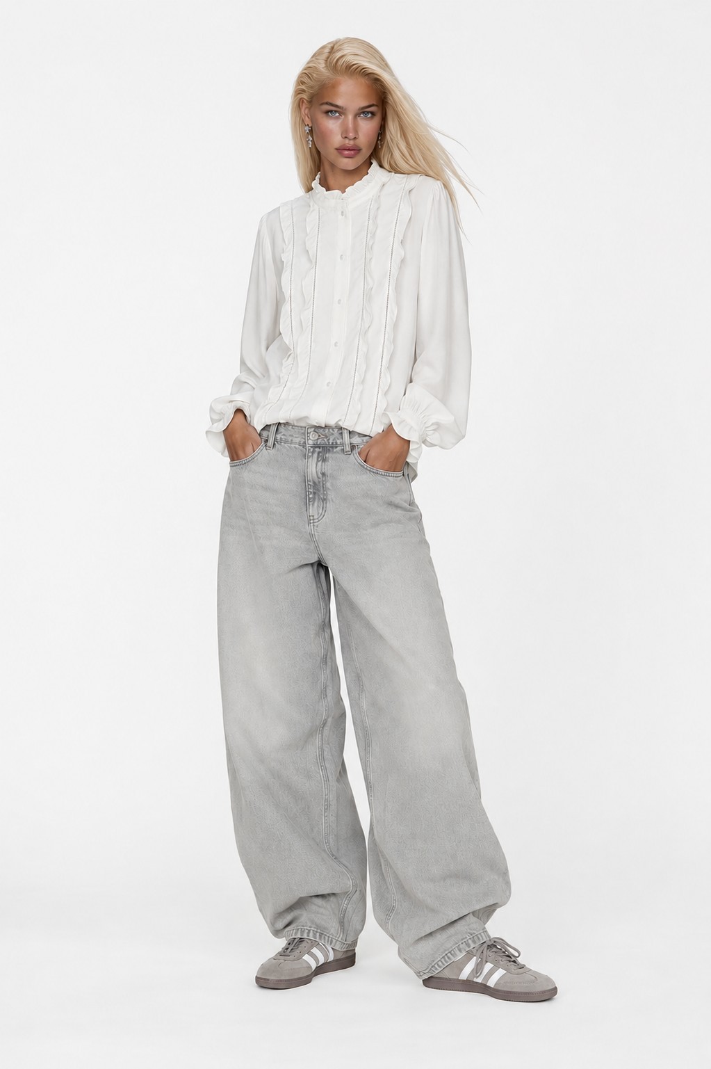 Marc by Marc Jacobs Women’s Light Ivory Viscose Romantic Ruffle Blouse, M