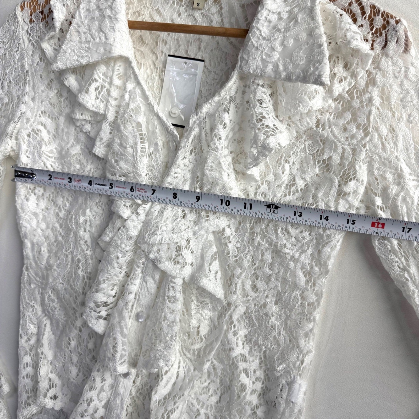 Angel Premium White Sheer Lace Ruffle Bell Sleeve whimsical fairy small NWT
