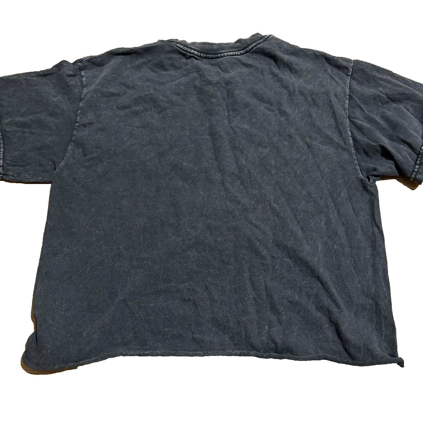 John Galt Good Vibes Tee One Size Gray Short Sleeve Raw Edge Hem, Cropped