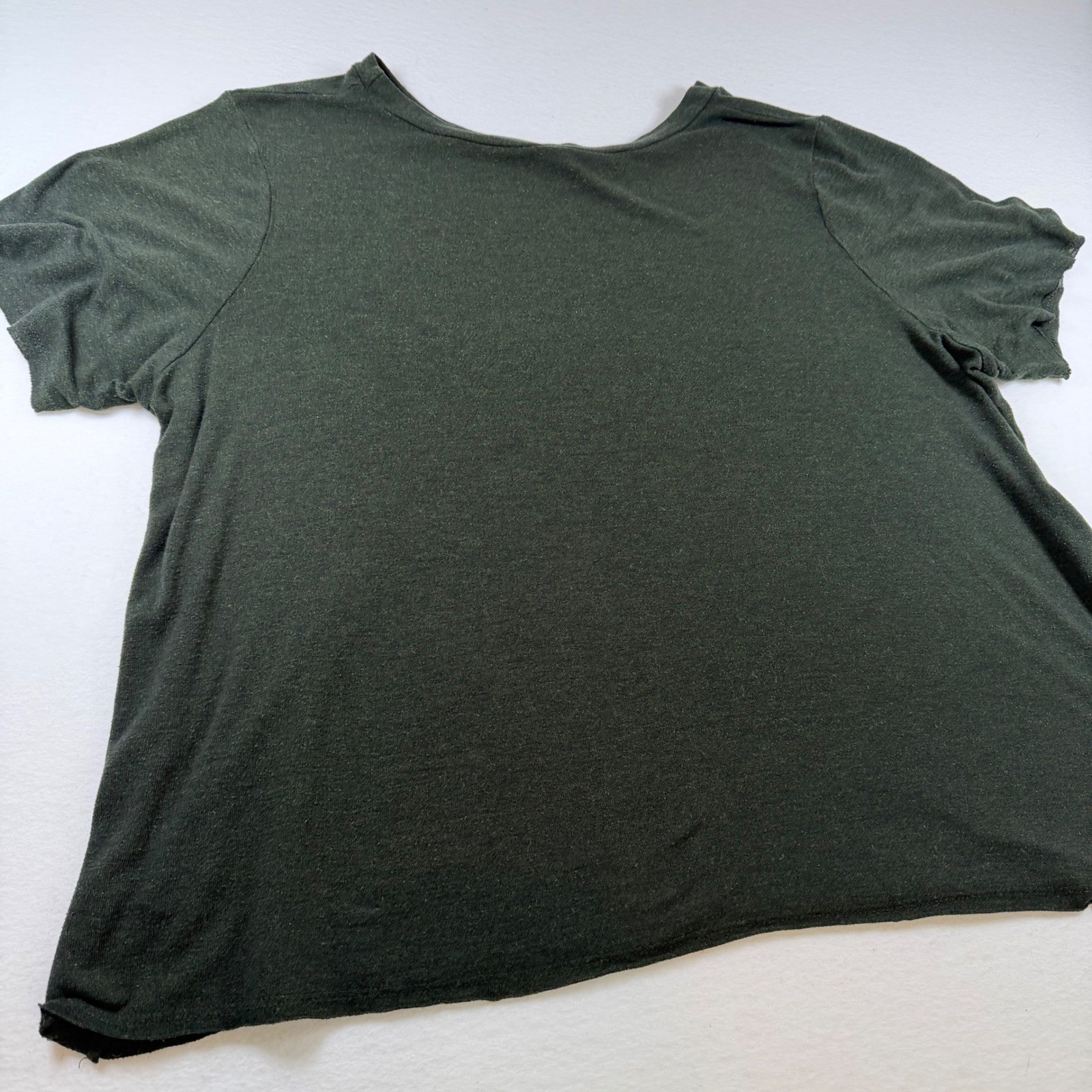 P!phany Womens Forest Green Heathered Short Sleeve Crew Neck T-Shirt Size L