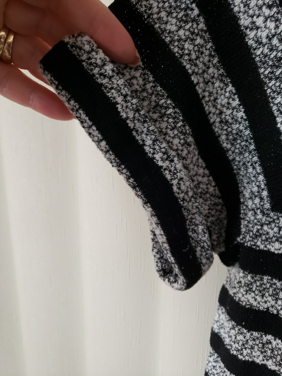 Lou & Grey Top Size S Cotton Blend Grey Melange And Black Striped Short Sleeve