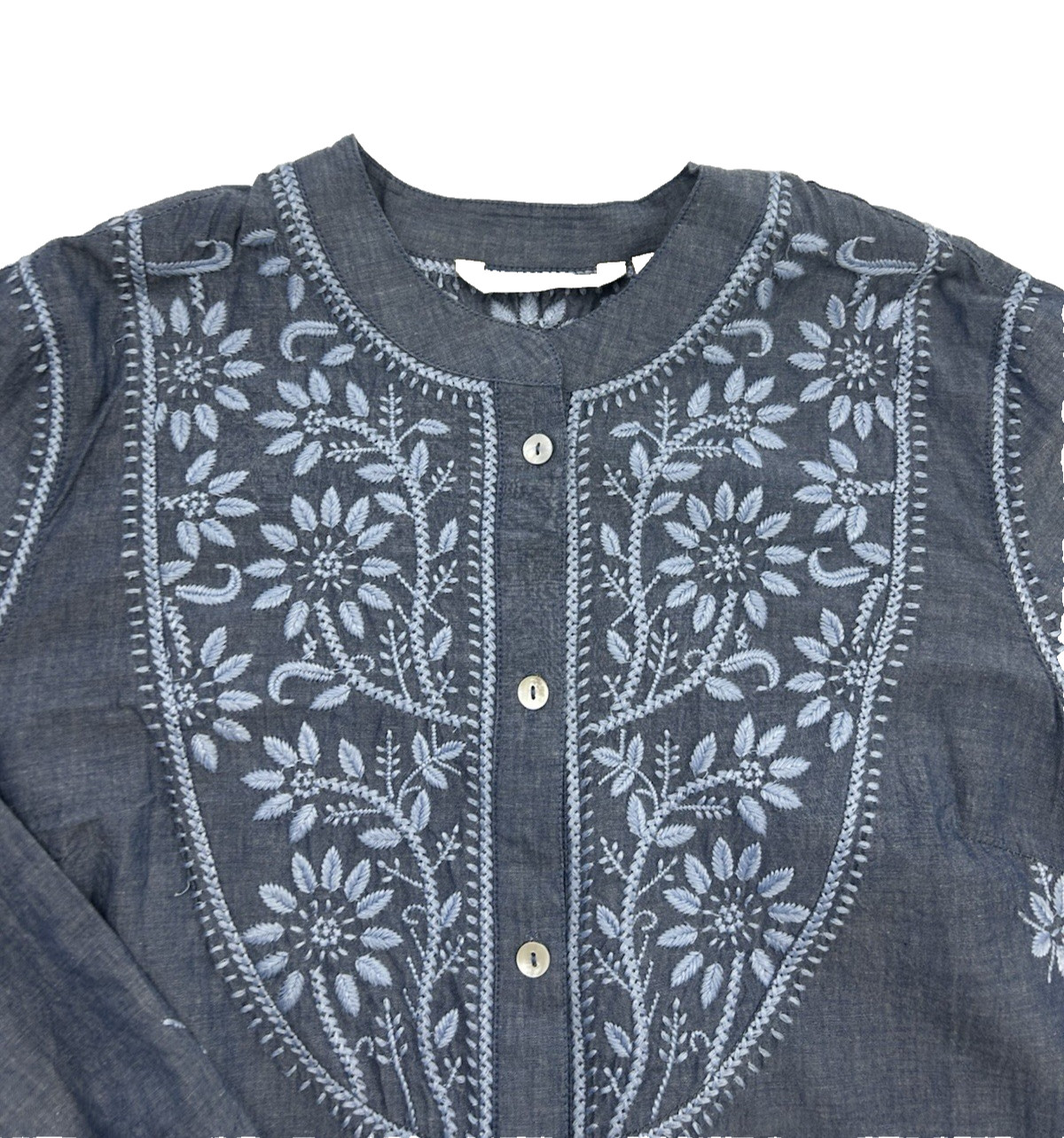 Soft Surronding Embroidey Blue Tunic Boho Coastal Grandma Fairycore size S