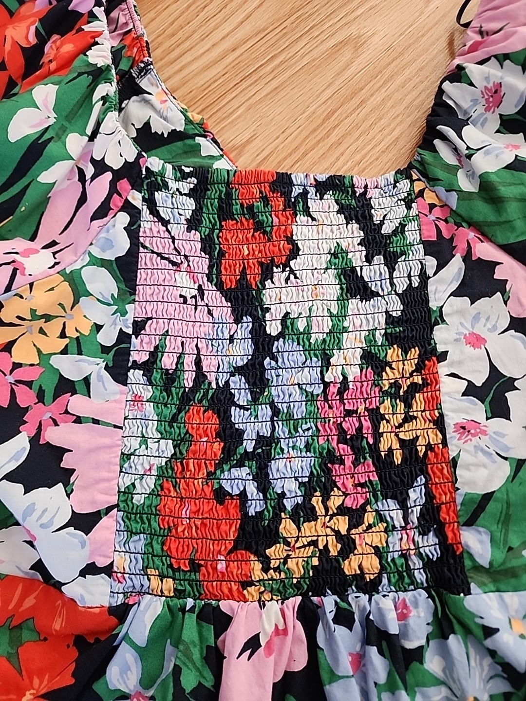 Old Navy Womens L Tall Floral Smocked Babydoll Puff Sleeve Top Cottage Feminine