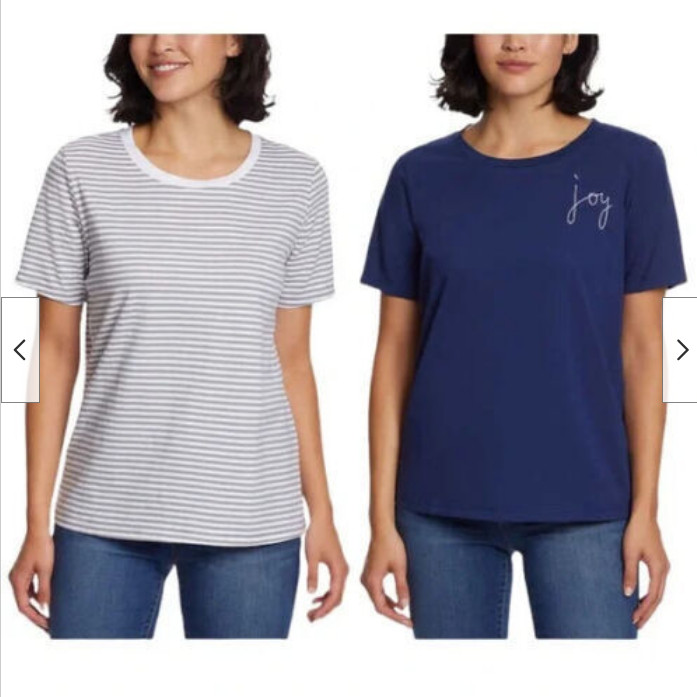ELLA MOSS WOMEN’S FLATTERING FIT ULTRA SOFT PERFECT TEE (BLUE GRAY/WHITE S)NWT