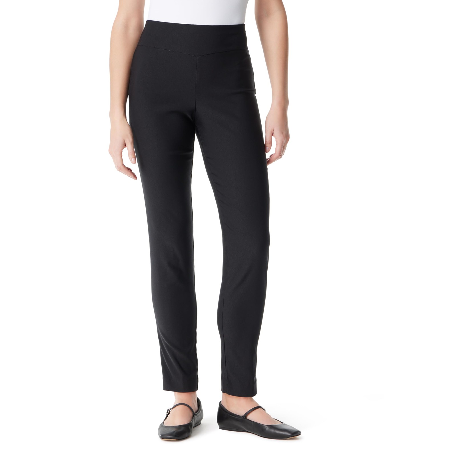 Womens Pull On Tummy Slimmer Trouser Pant Standard Fit Casual Work Bottoms