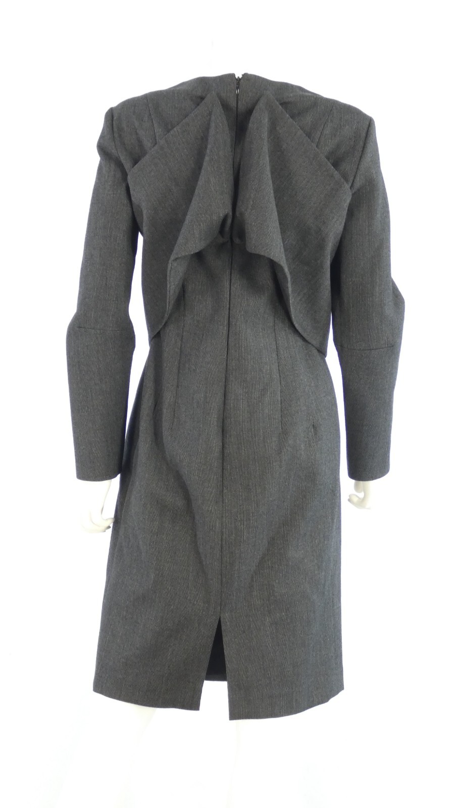 Jil Sander Dress Structured Back Overlay Vintage 1990s Charcoal Grey 40 UK 12 14