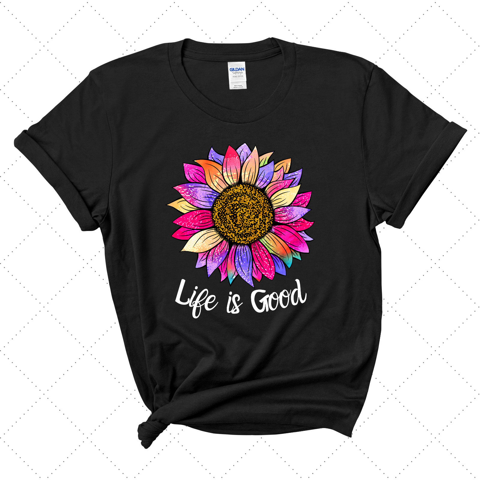 THE LIFE IS. GOOD SUNFLOWER COLORFUL T-SHIRT WOMAN