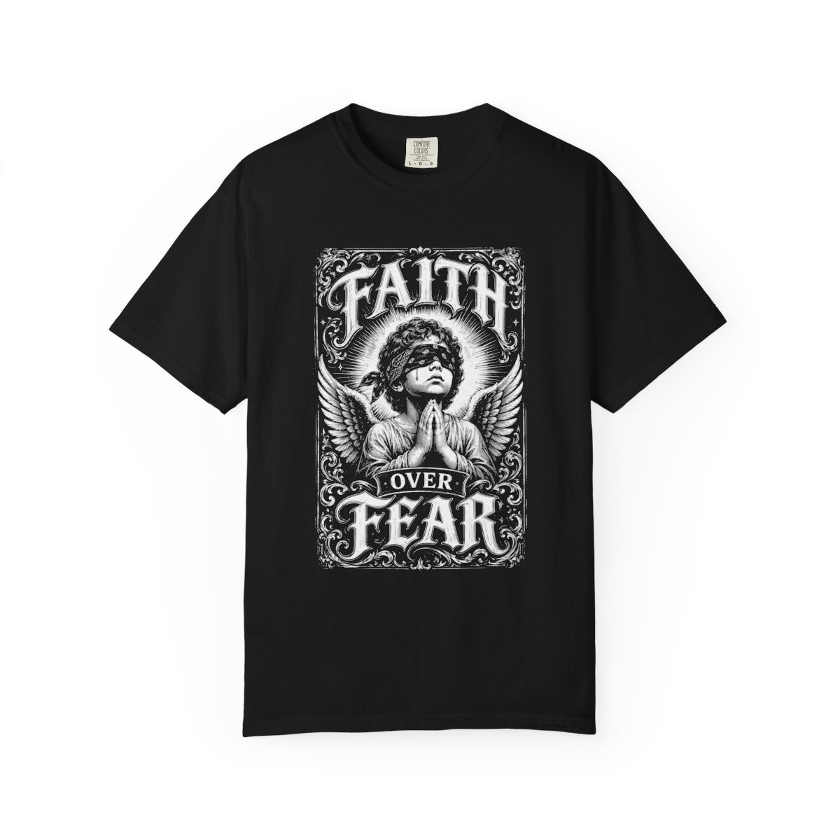 Faith Over Fear Angel Graphic Premium T-Shirt Spiritual Christian Apparel TP-017