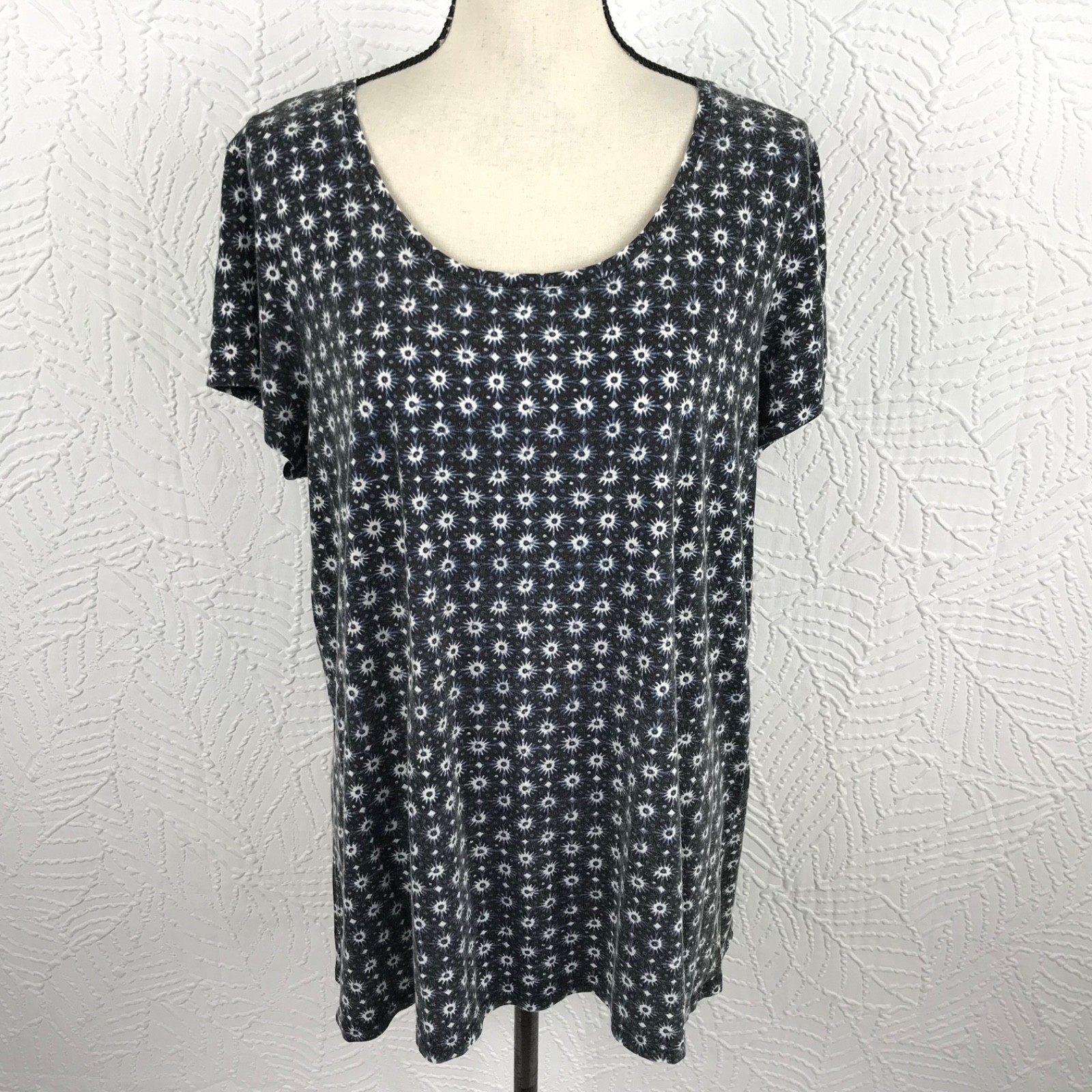 J Jill PureJill Floral A-line Shirt Top Size L Pullover 100% Pima Cotton