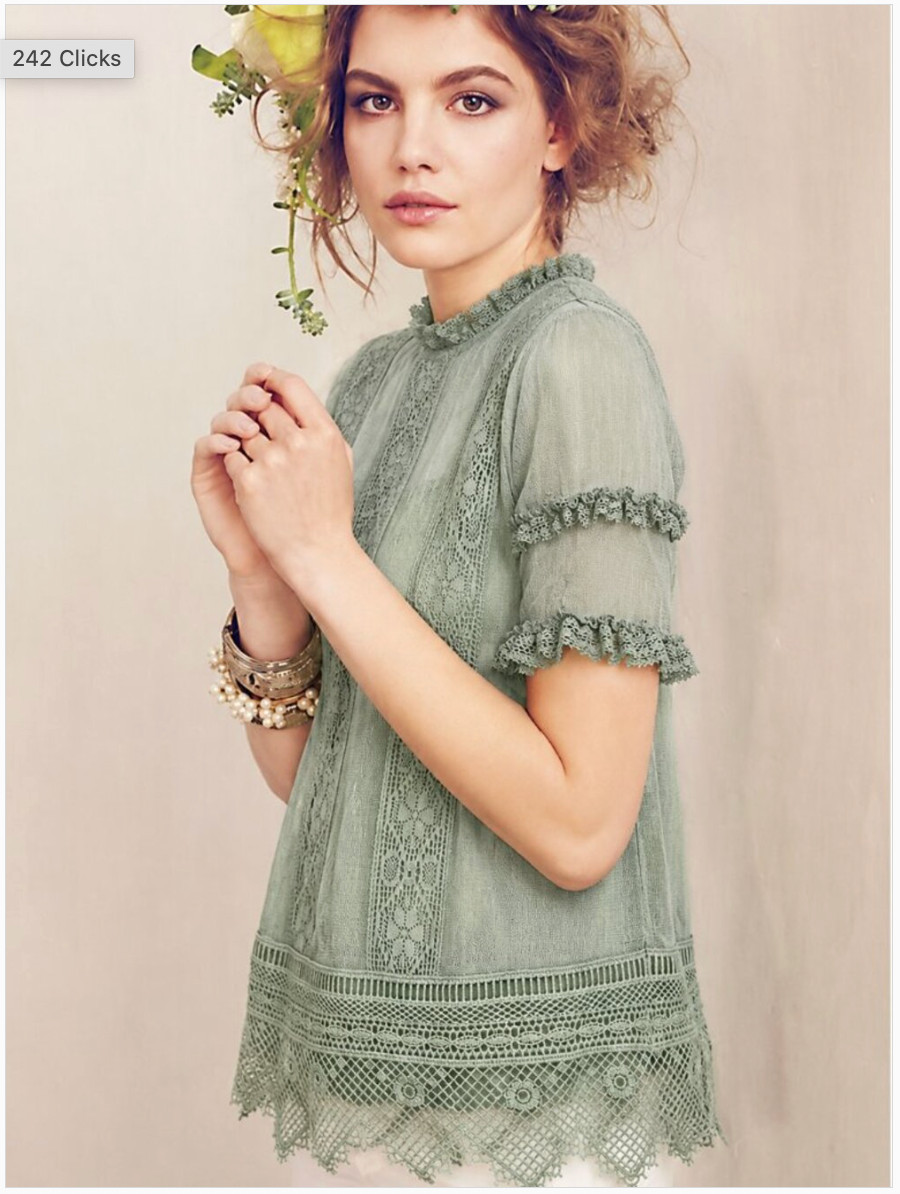 Anthropologie New Without Tag Lace Top: SMALL (Celadon Green)
