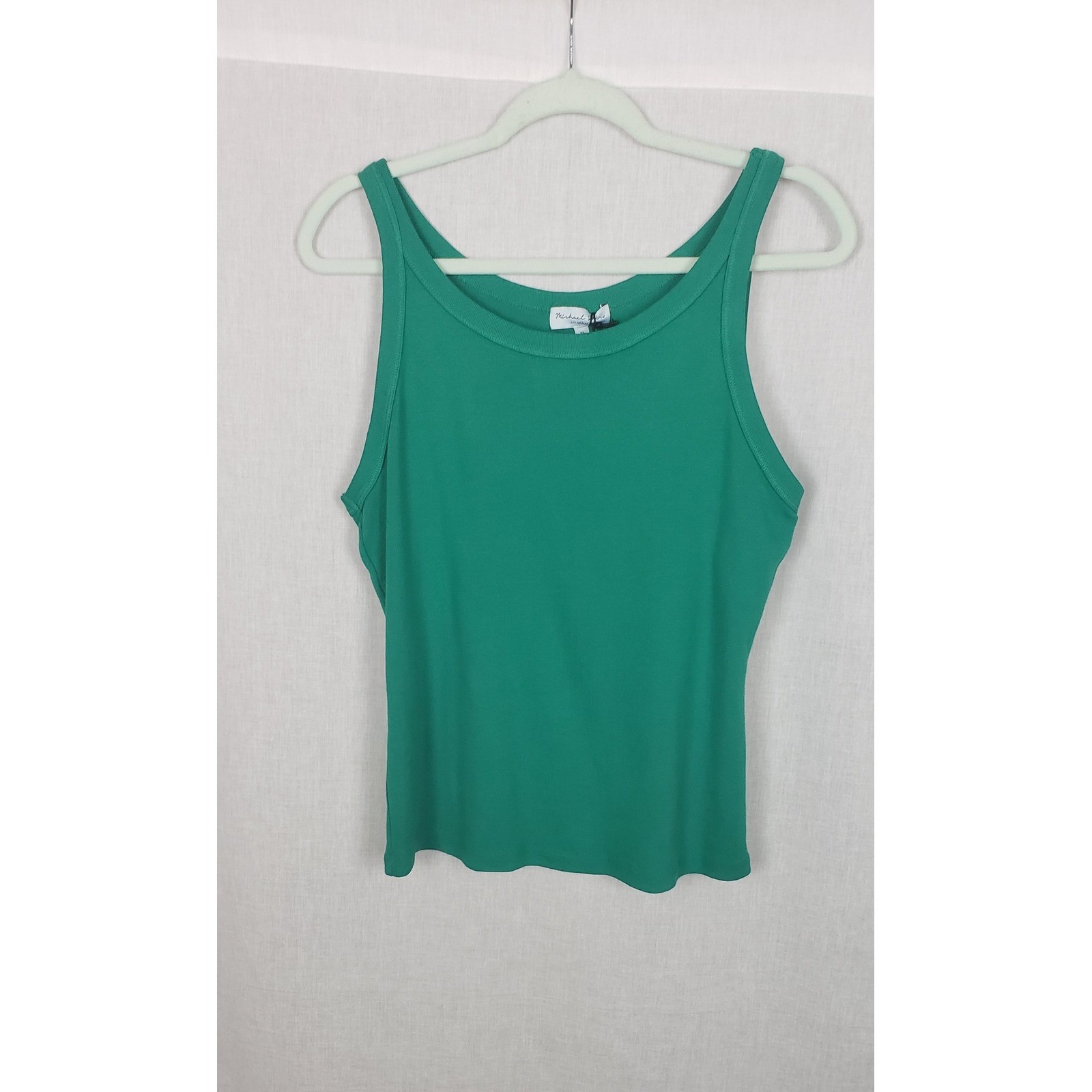 Michael Stars Cassie Thin Binded Tank Top Kelly Green Cotton XL Casual Summer