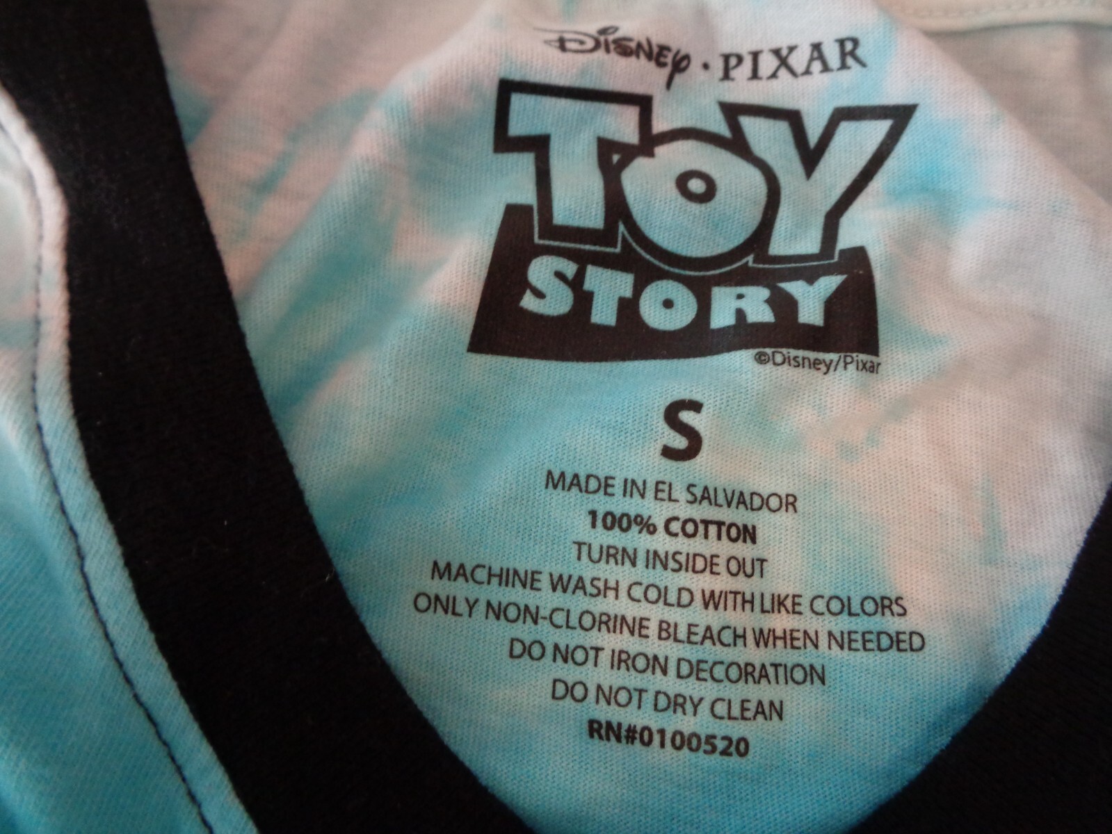 Toy Story Buzz Lightyear Women’s SS Small Ringer T-Shirt Blue Tie Dye NWT