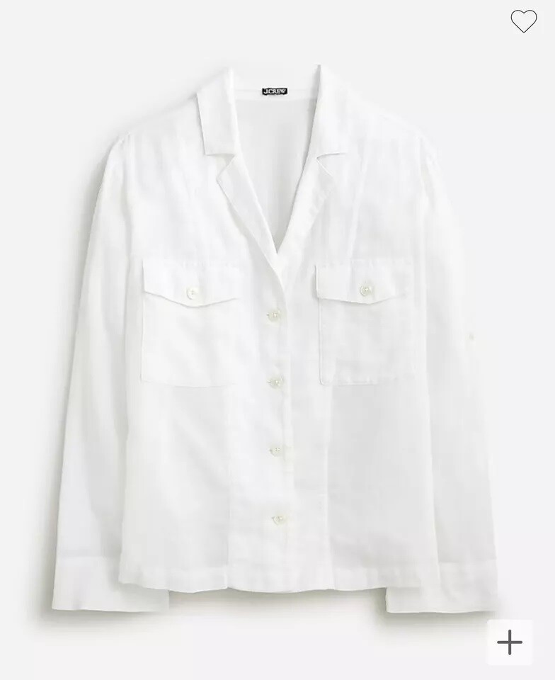 NEW J Crew Baird Irish Linen Camp Blouse Shirt Women Blue White Yellow 10 12 NWT