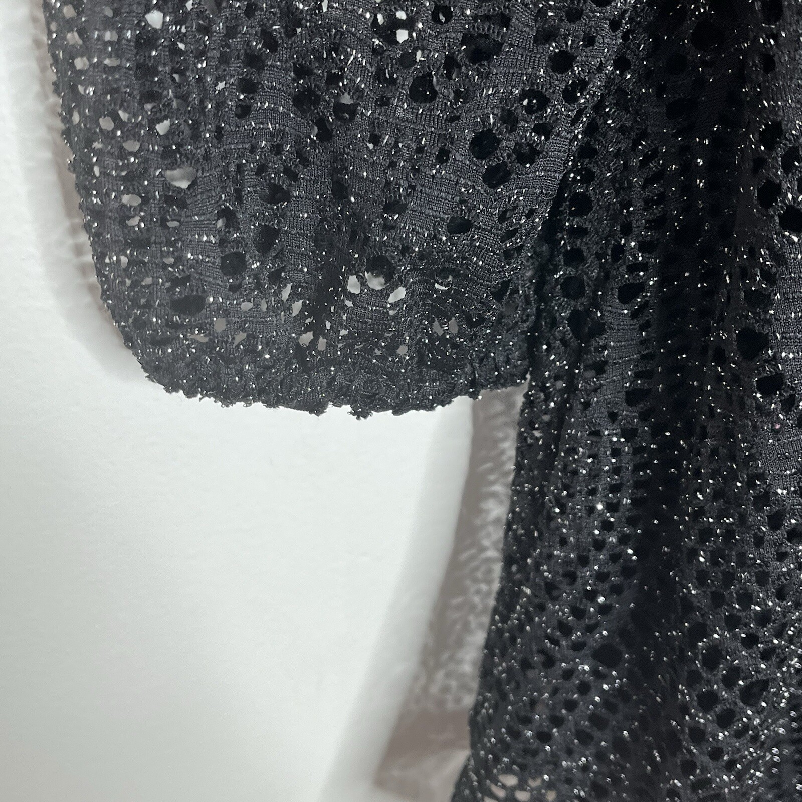 Cocomo Mesh Fishnet Metallic Top Womens Small Sheer Sparkly Tropical Resort
