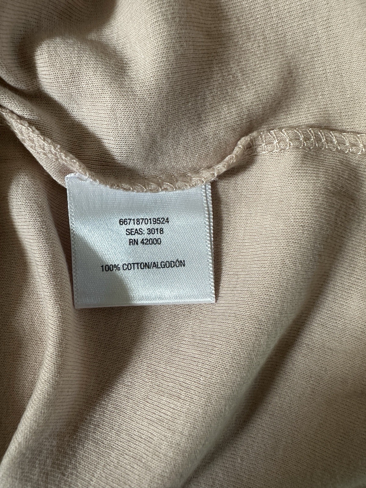 Attention Women’s Solid Beige V-Neck Short Sleeve 100% Cotton Knit Tee M