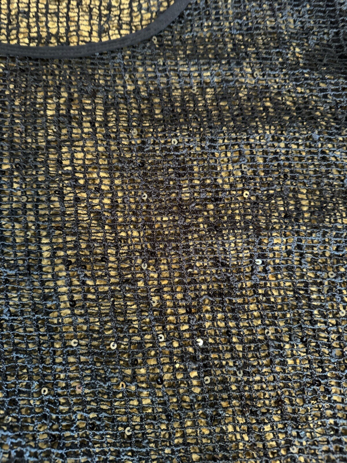 Drapers and Damons XL Navy Blue Sequined Loose Weave Mesh Pullover Top 3/4 SLV