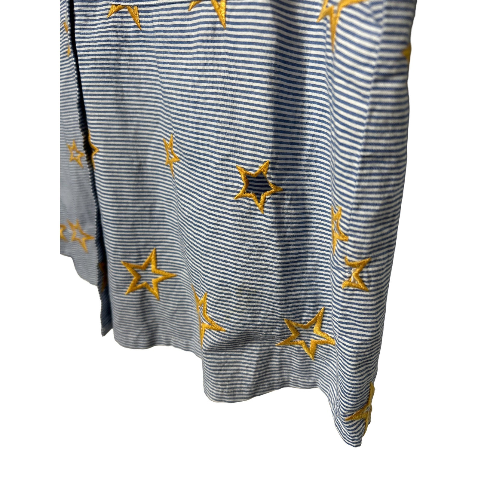 Madewell Womens Shirt Medium Striped Short Sleeve Star Embroidered Top
