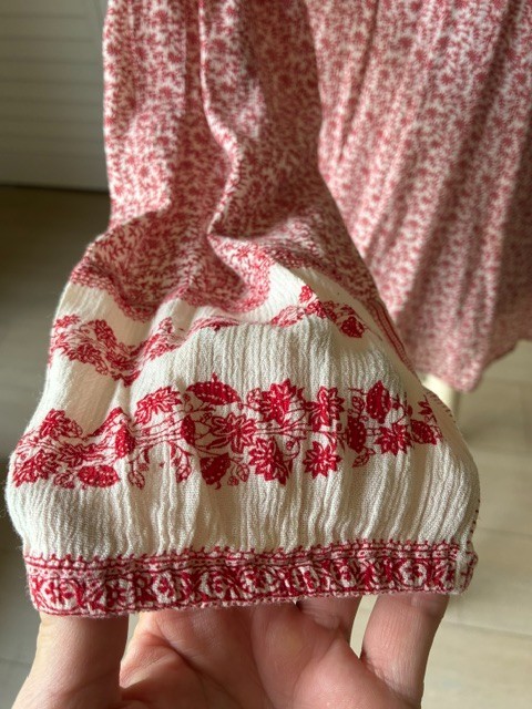 Lucky Brand Floral Bohemian Peasant Blouse in Red & White Sz M