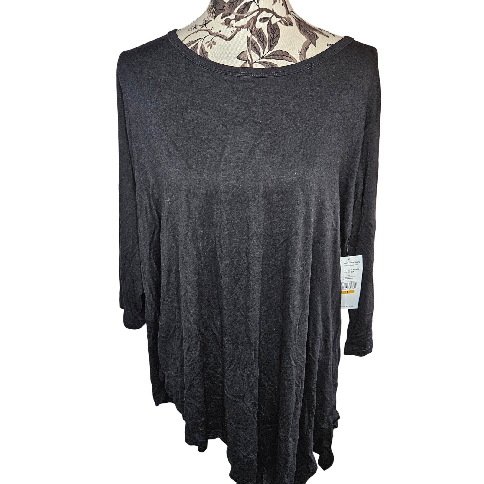 Karen Kane Asymmetrical Top Womens 3X Boho Chic Hem Black 1L94696W NEW