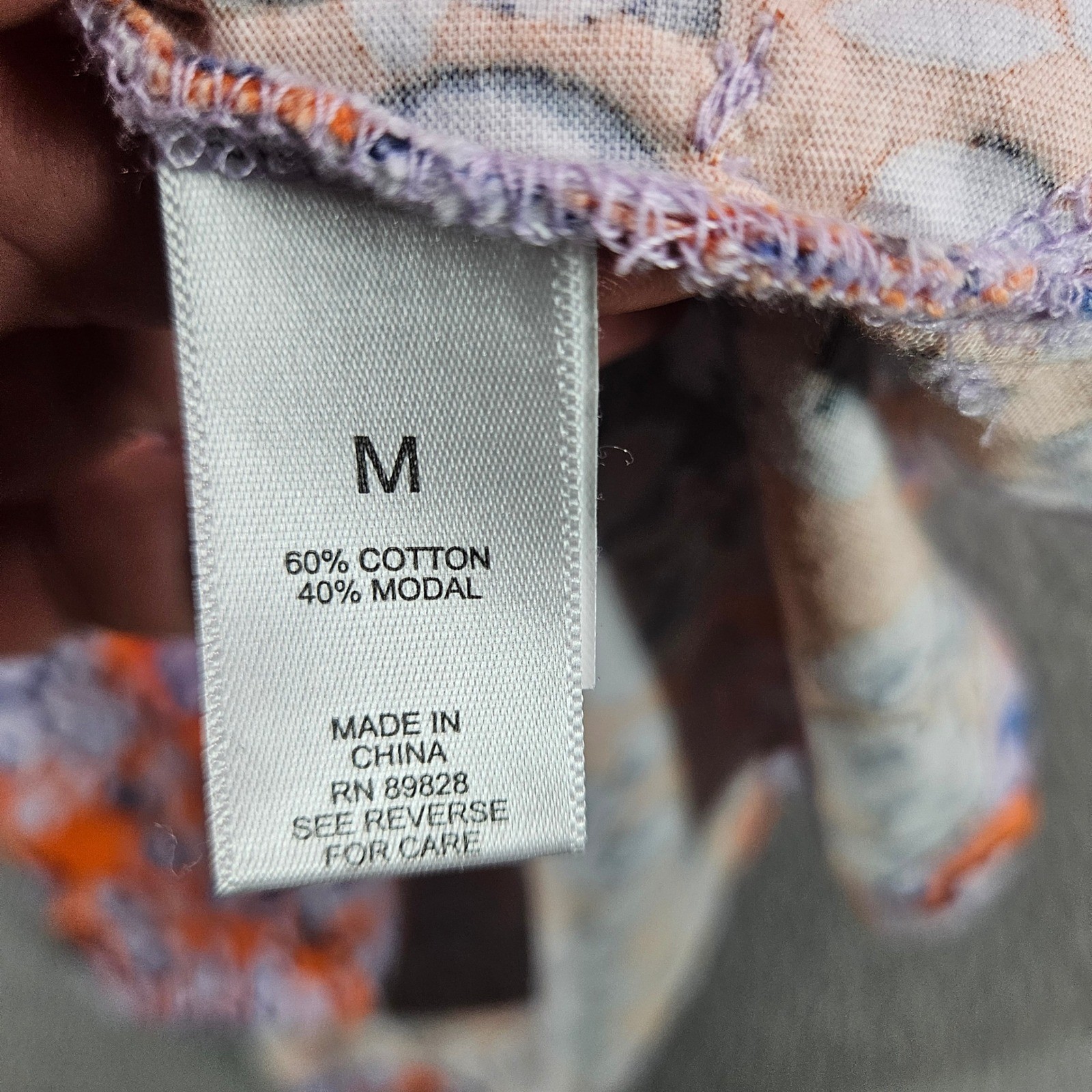 LOGO Lori Goldstein Womens Orange Floral Cotton Modal Long Sleeve Top Size M