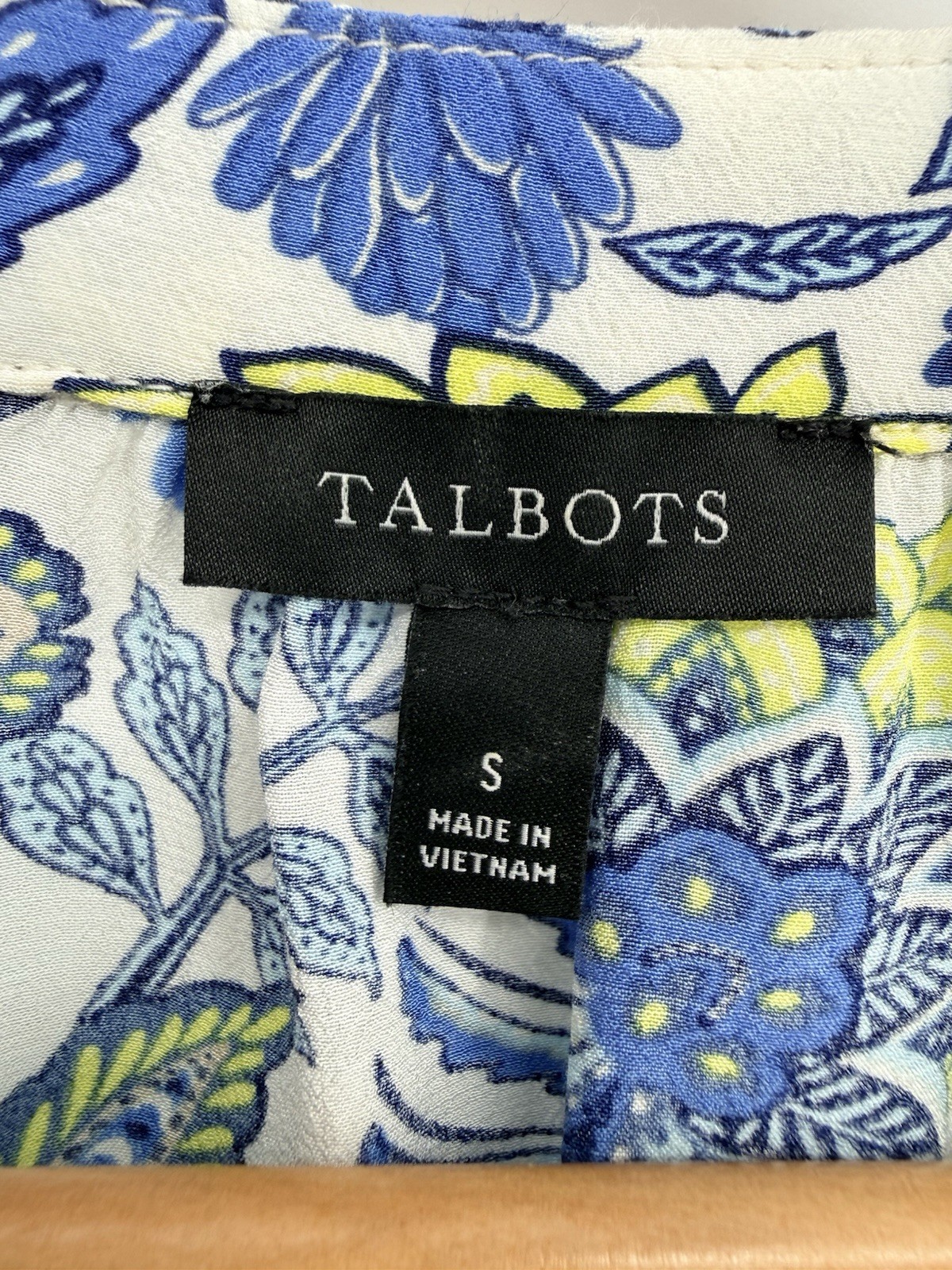 Talbots Viscose Paisley Tunic Top S Small Blue Lime Floral Boho Cottagecore