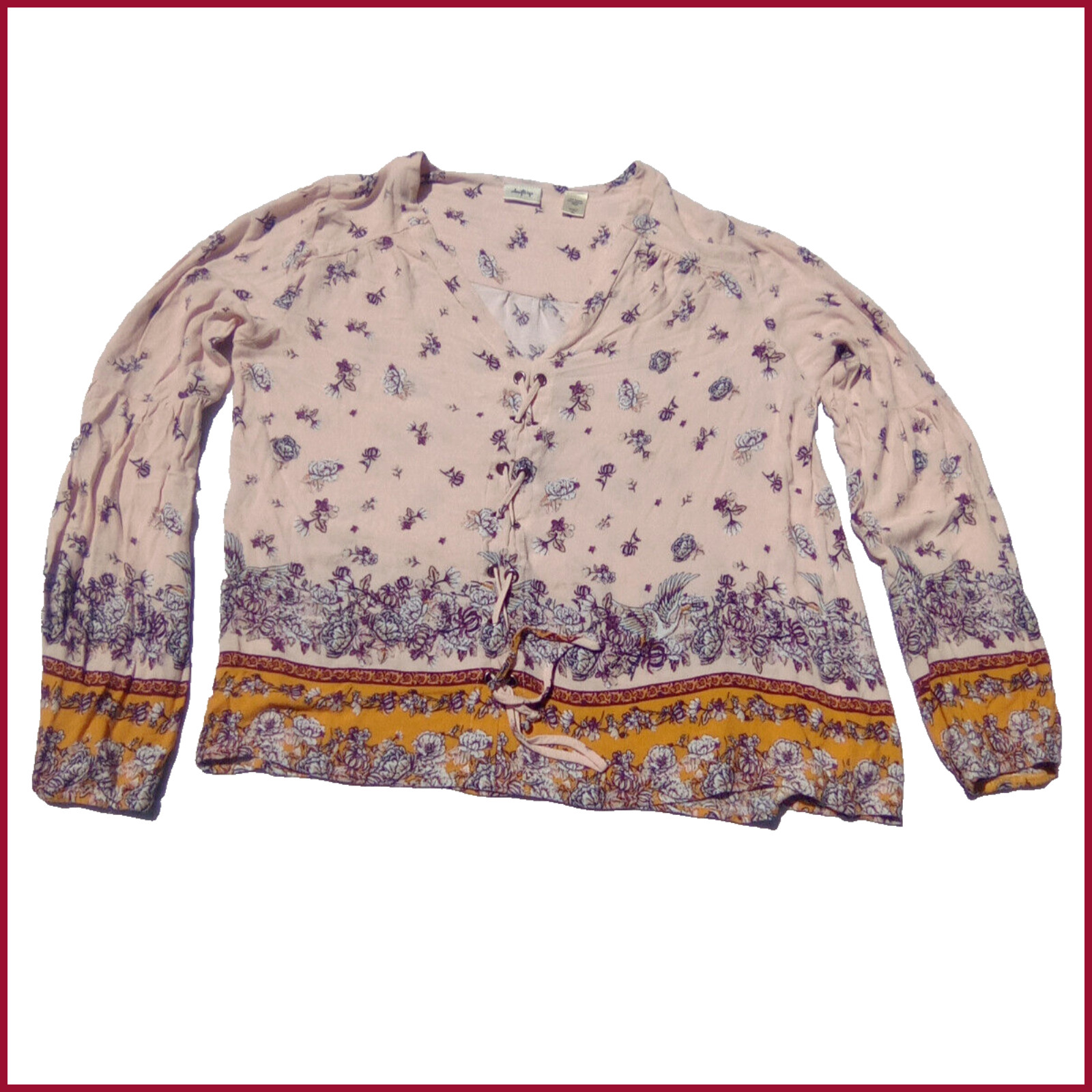 Super Cute Women’s Shirt Blouse XL Daytrip Pink Orange Floral