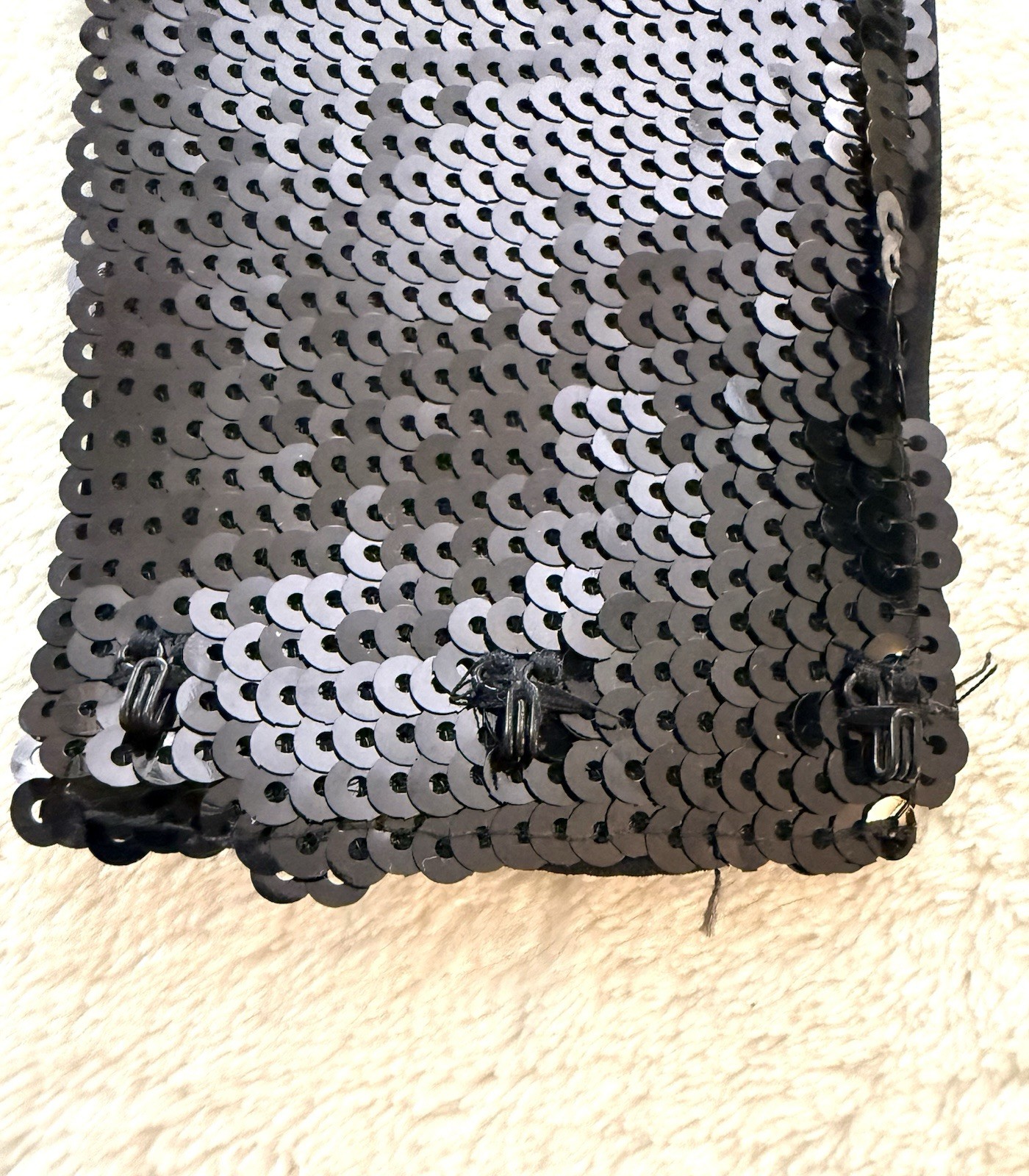 White House Black Market Sequin Corset Top Bow Strap Black NWOT Size 6
