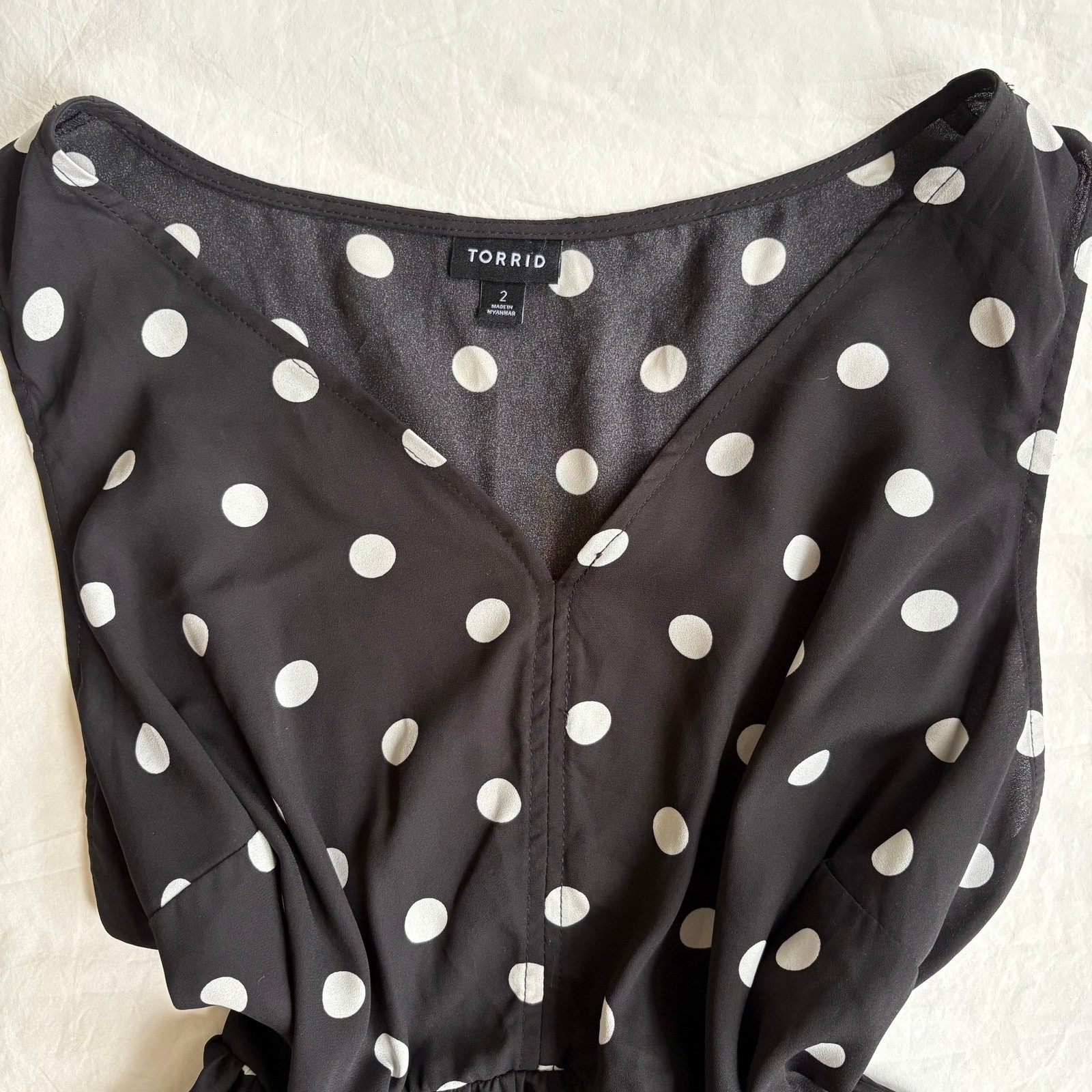 Torrid Polka Dot Mesh Peplum Blouse – Size 2