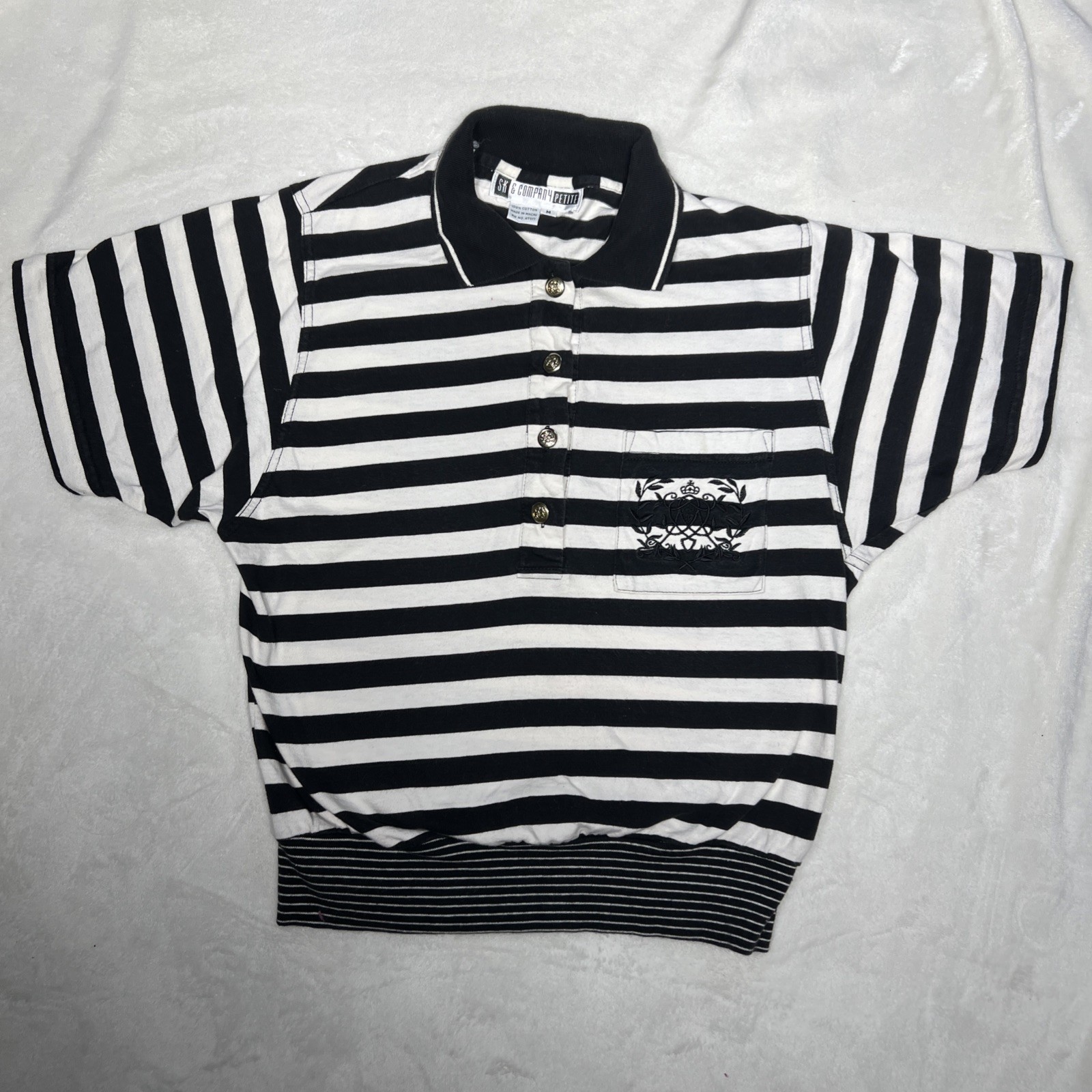 Vintage SK & Company Striped Button Top M