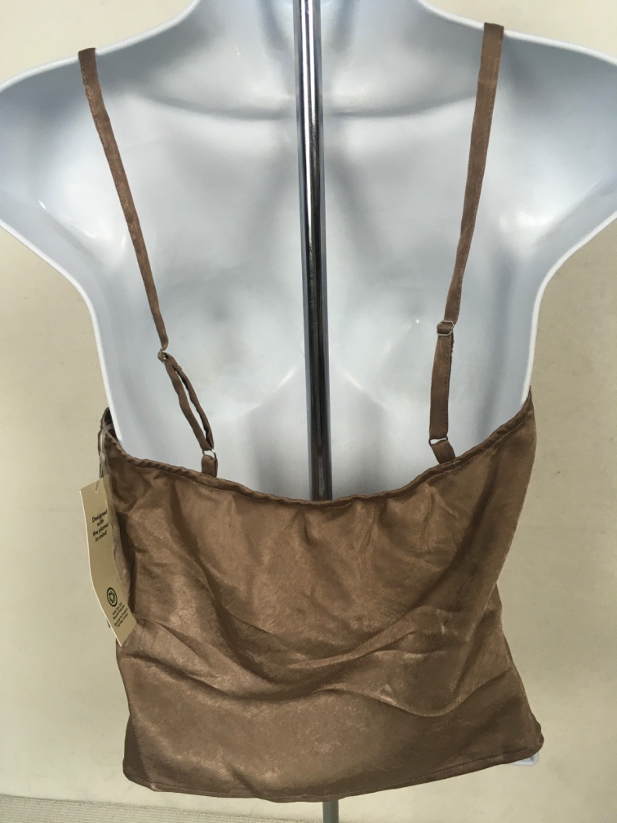 No Boundaries Camisole Top Women Size XS 0 to 2 Light Brown V neck Bow Adj Strap