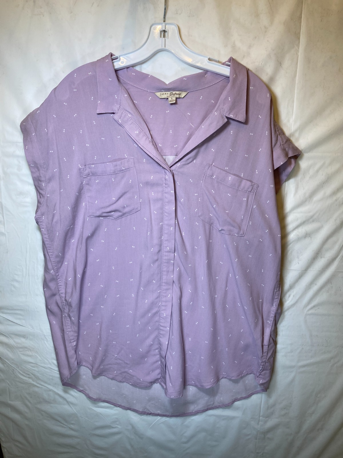 Jachs Girlfriend Pink Sleeveless Button-Down Shirt Medium Rayon Large