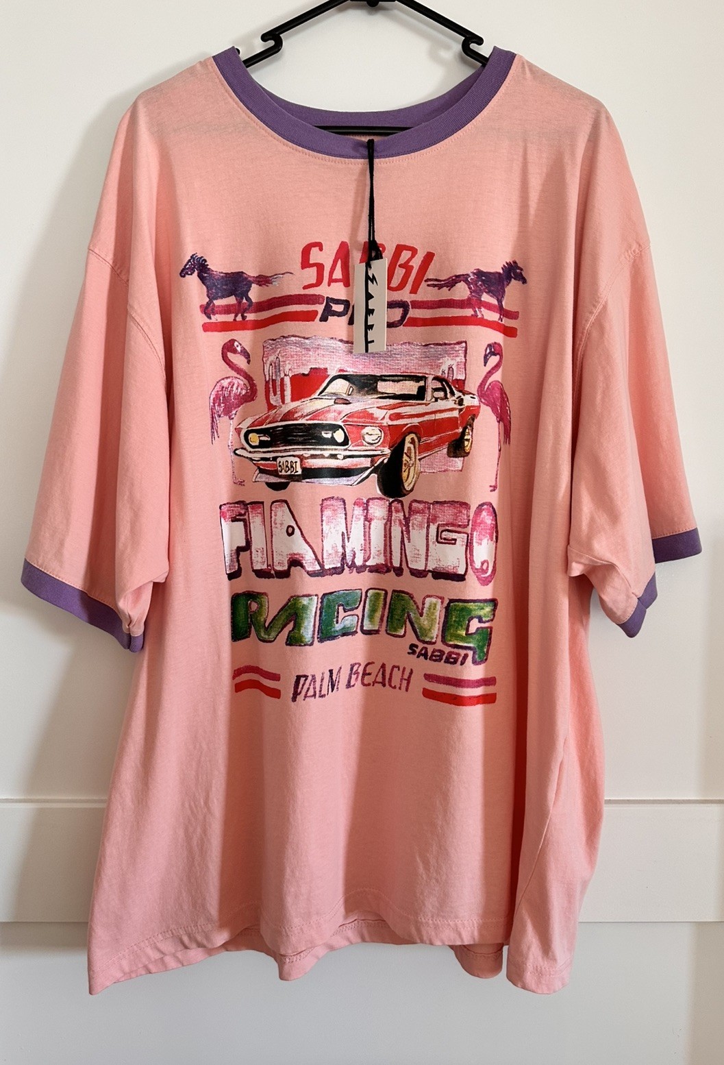 SABBI The Very Oversized Flamingo Racing Tee – Size S BNWT