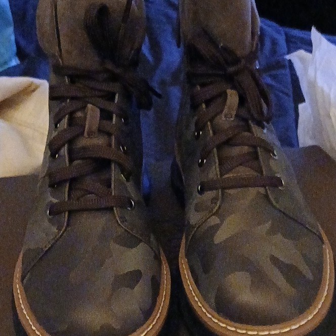 Womens Camouflage Dark Brown Ankle Boots Leather Round Toe Lace-Up Zipper 8M