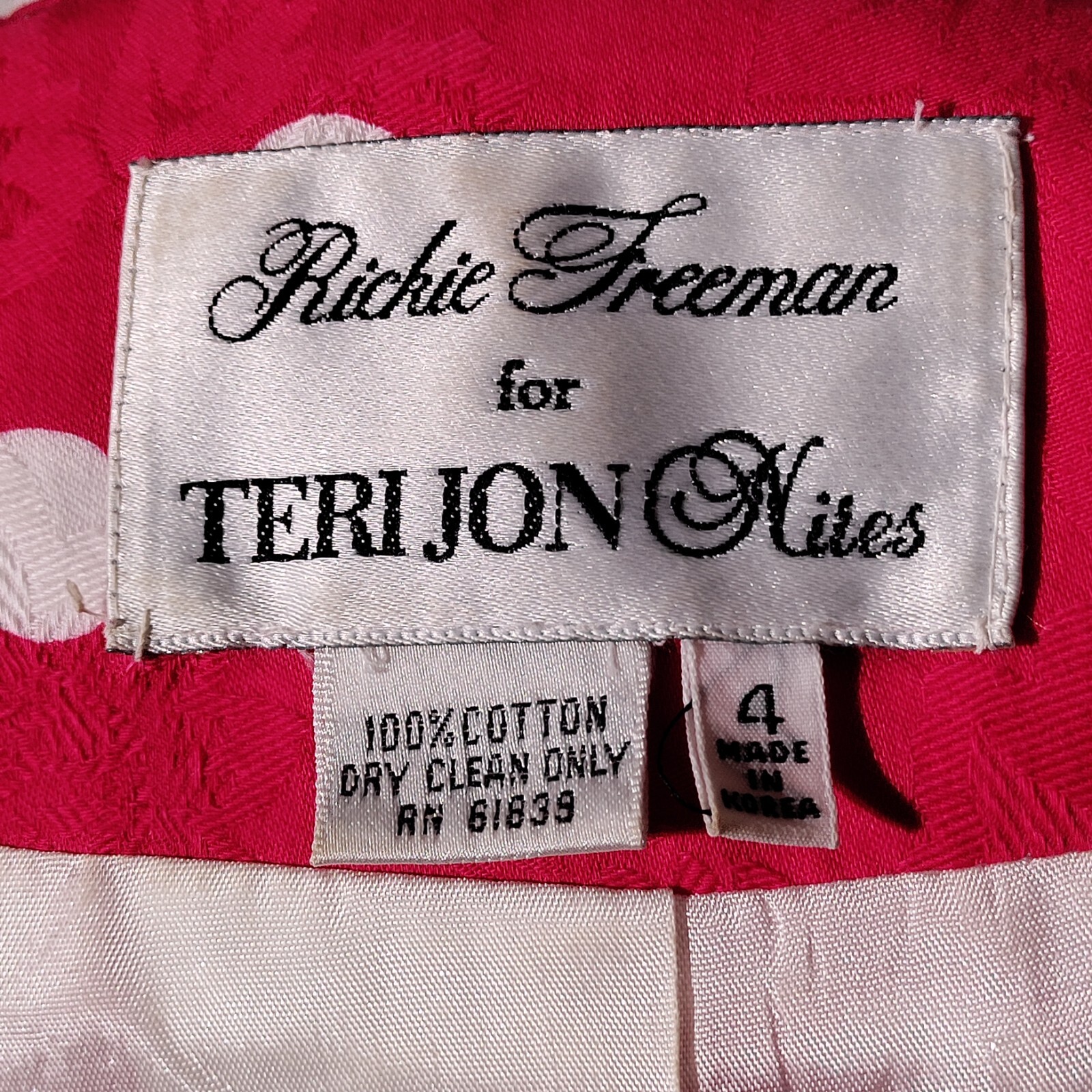 Rickie Freeman for Teri Jon Pink White Polka Dot Fun Vintage Size 4 100% Cotton
